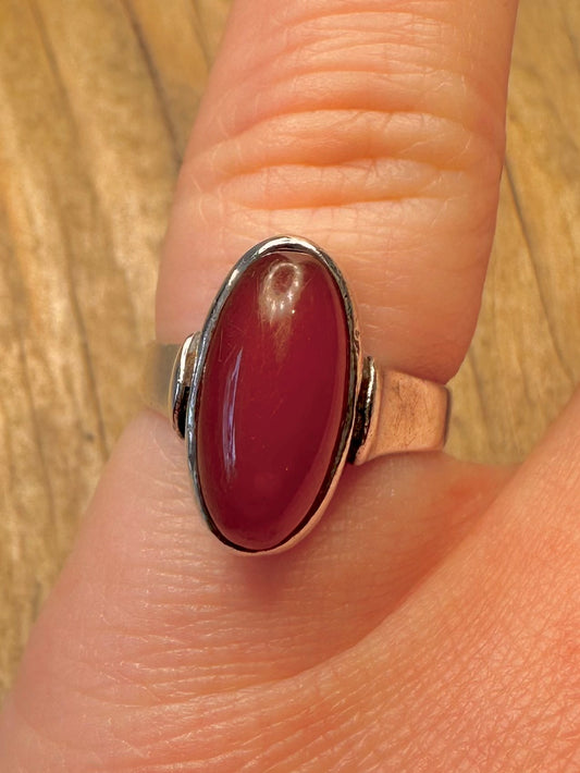 Vintage 1970 Carnelian 925 Sterling Silver Size K Ring