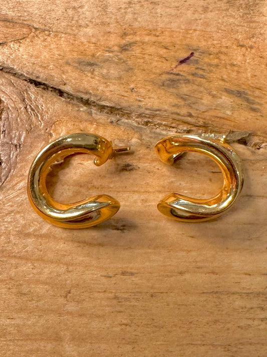 Abstract 18ct Gold Hoop Earrings