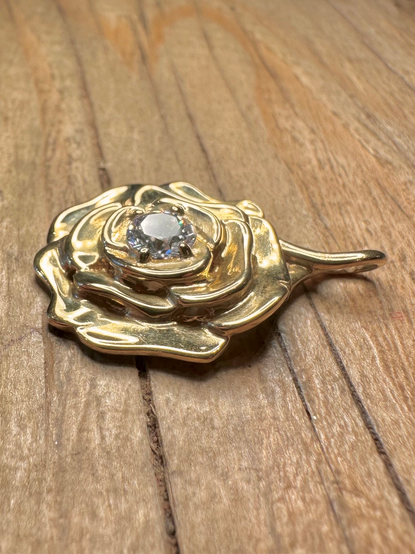 Modern Flower DQCZ Stone Gold on 925 Sterling Silver Pendant