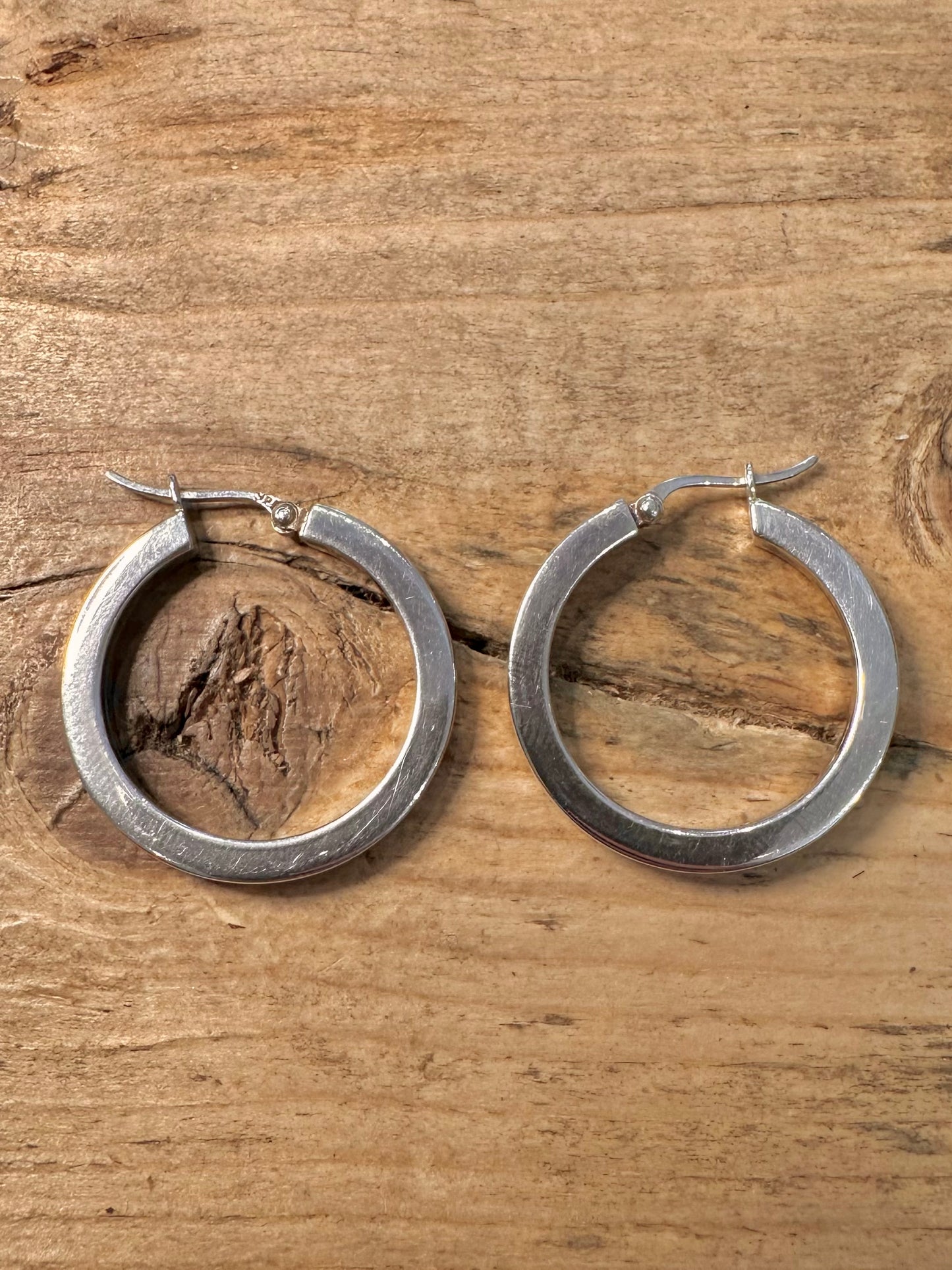 Vintage Chunky Hoops 925 Silver Earrings