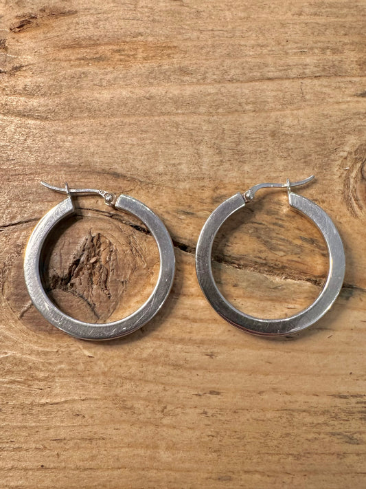 Vintage Chunky Hoops 925 Silver Earrings
