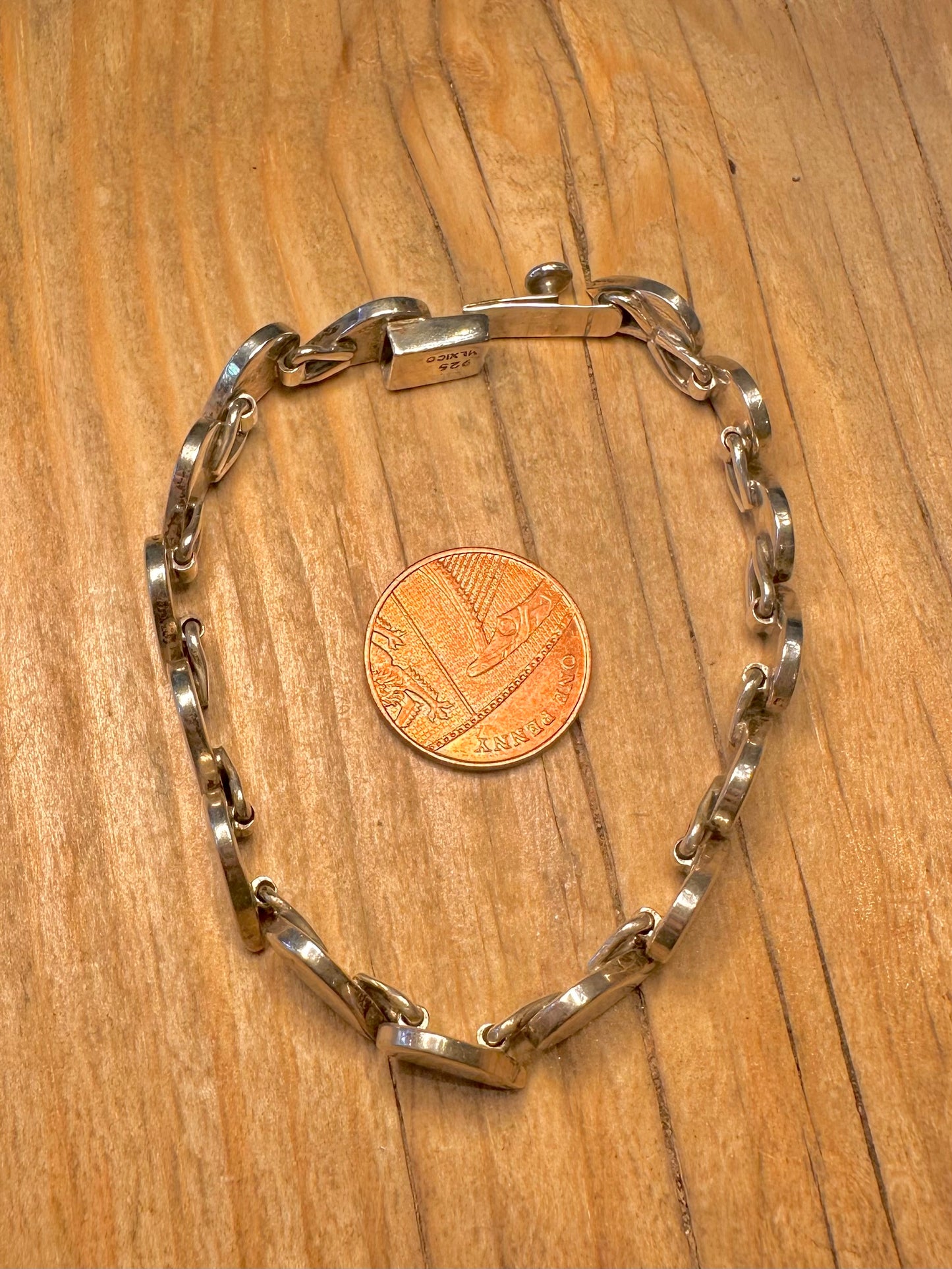 Abstract Modernist Link 925 Sterling Silver 925 Sterling Silver Mexico 7 inch Bracelet