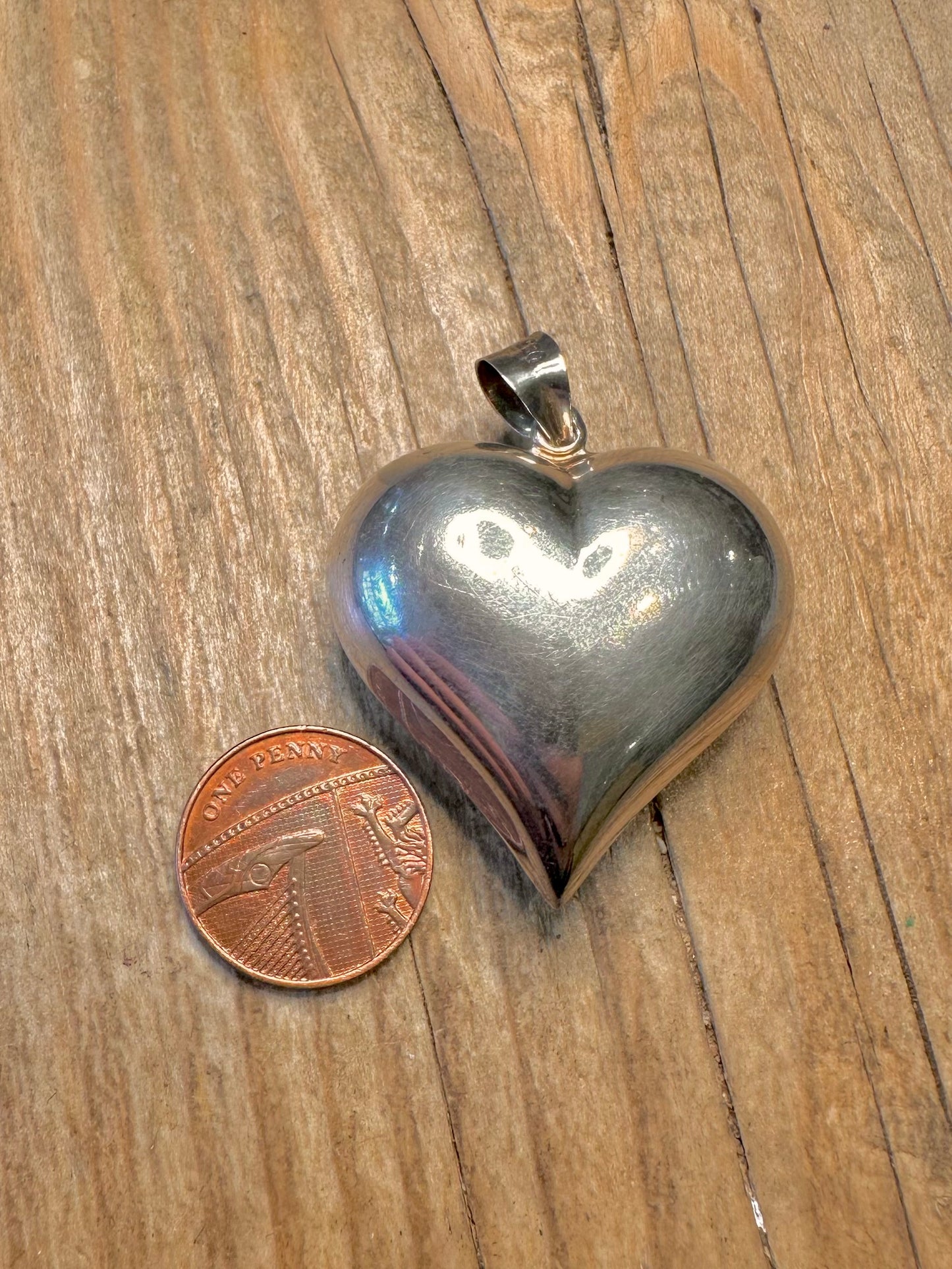 Vintage Großer Puff Herz Anhänger aus 925 Sterlingsilber