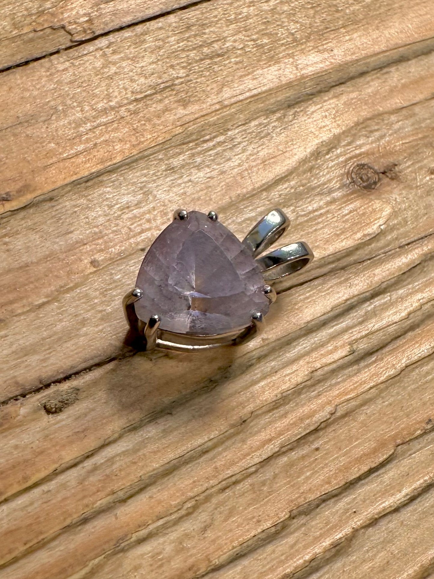 Vintage Amethyst Dreieck 925 Sterling Silber Anhänger