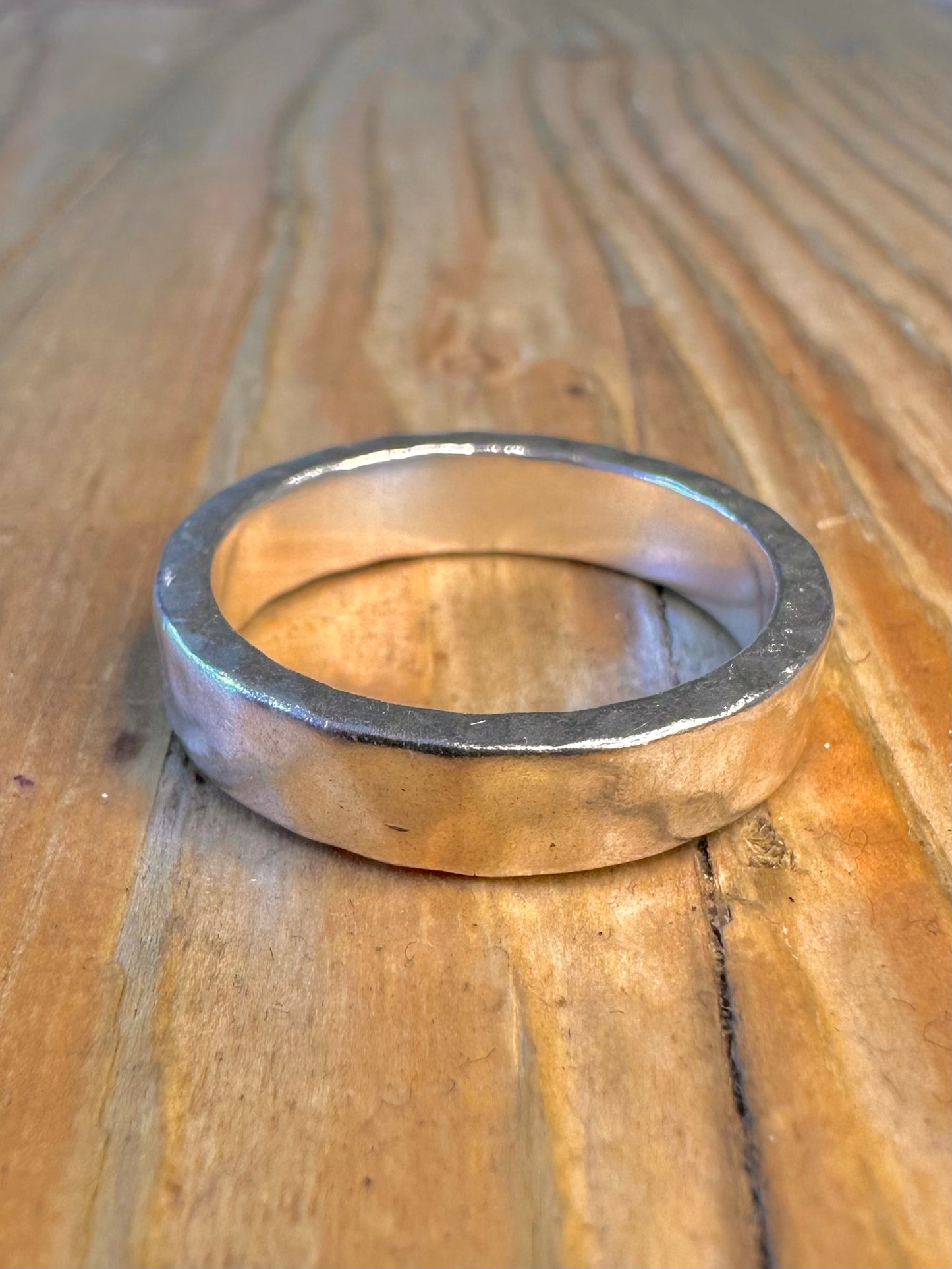 Hammered Band 925 Sterling Silver Size S Ring