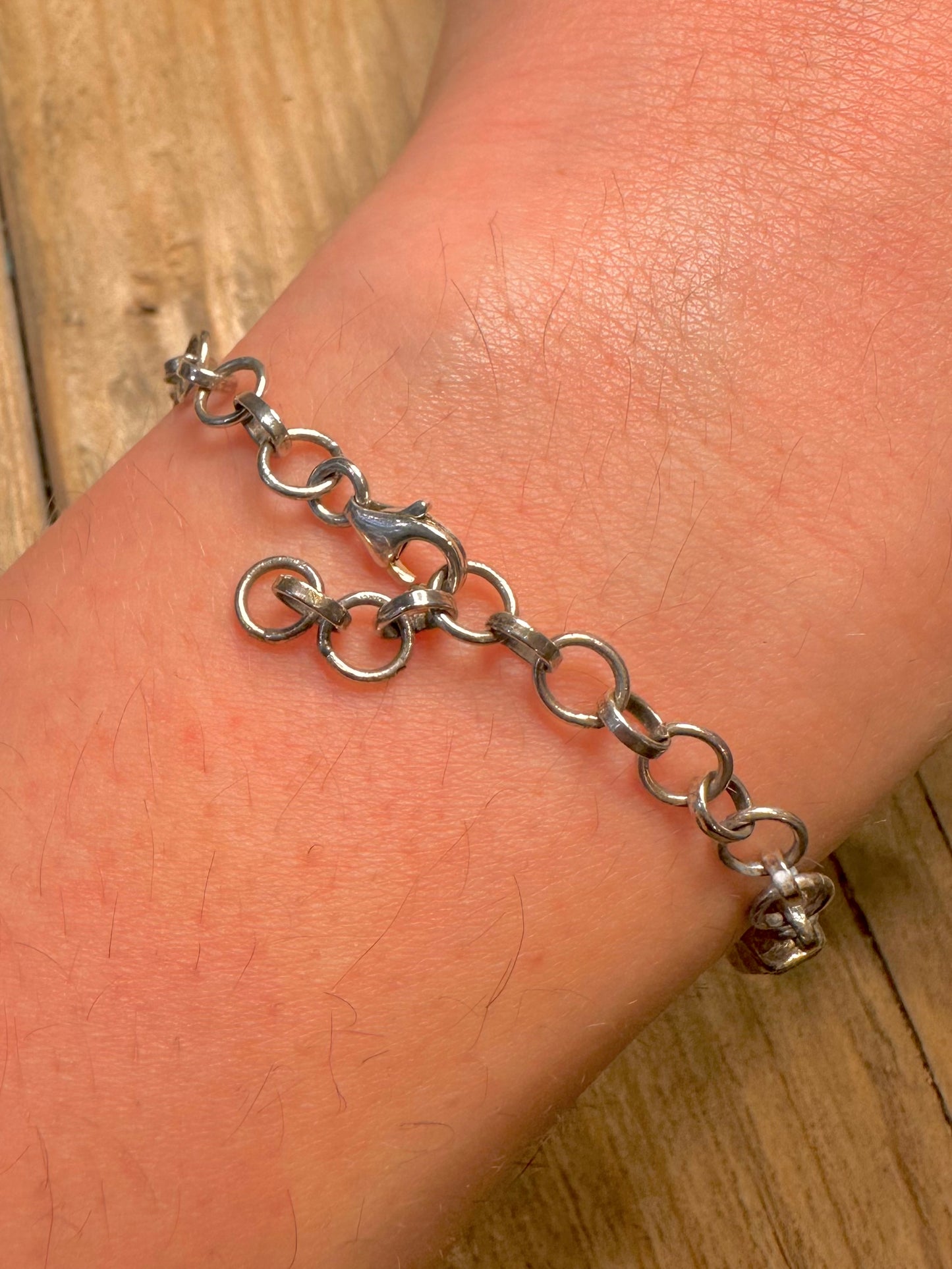 Vintage Moonstone and Amethyst Chain 925 Sterling Silver 6.5 to 8.4 inch Bracelet