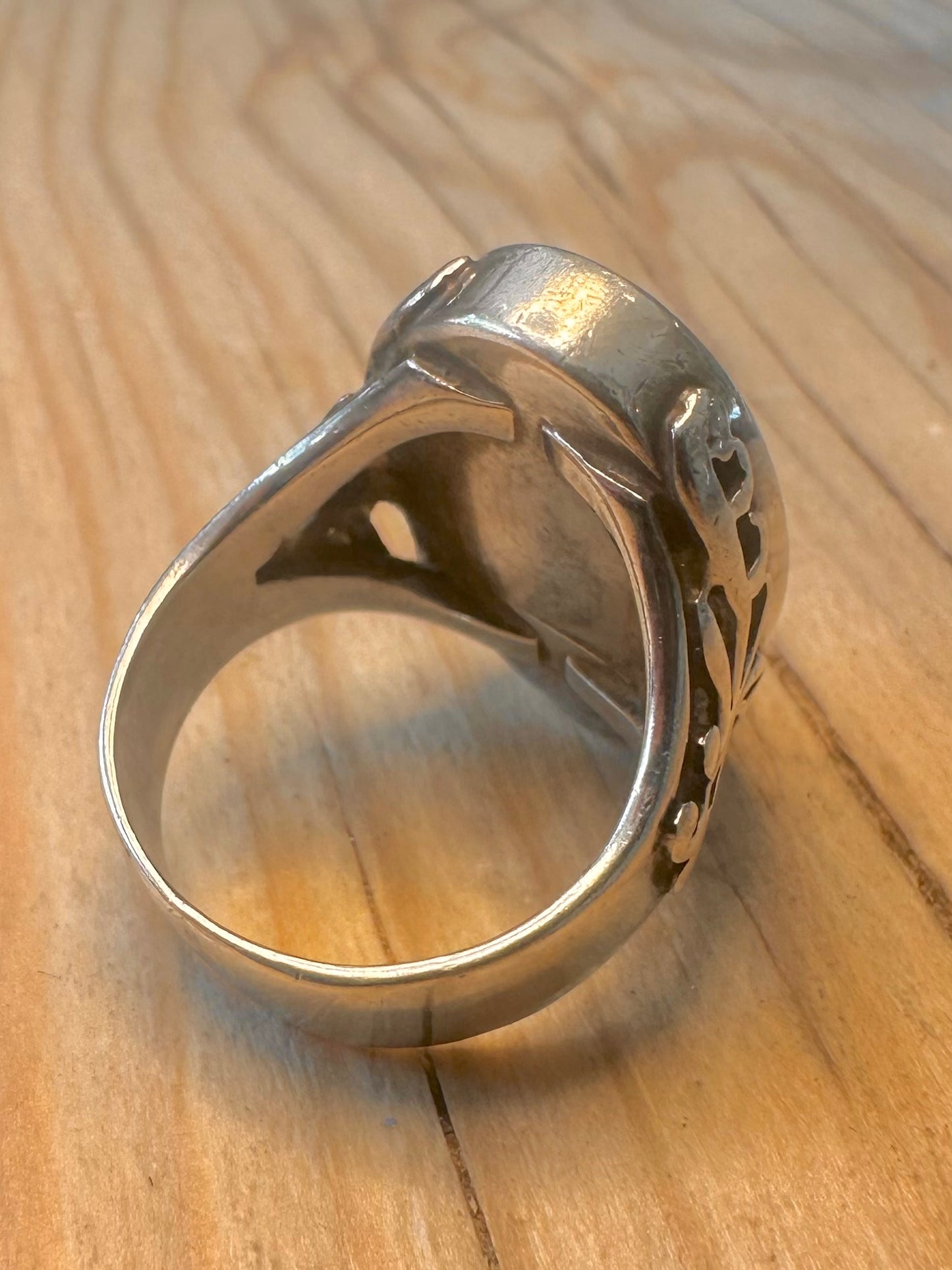 Vintage 1998 Green Amber 925 Silver Size O Ring