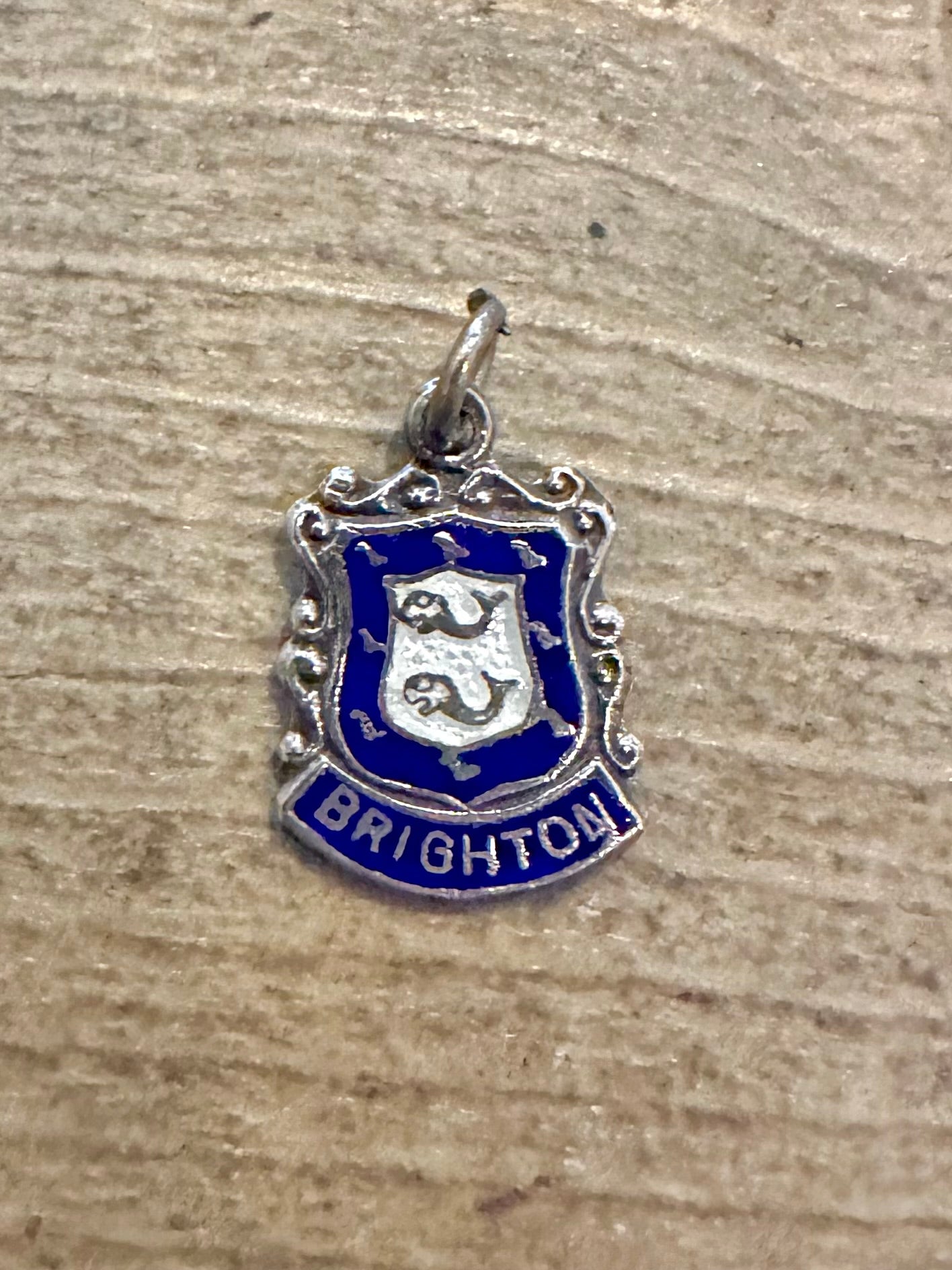 Vintage Brighton Enamel Crest 925 Silver Charm Pendant