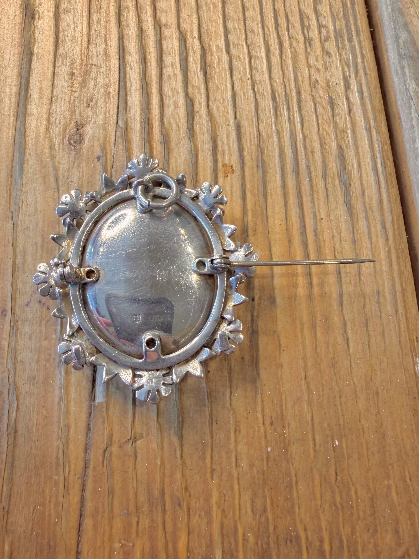 Large 1969 Floral Motif and Engraved Maker JS Birmingham Locket 925 Sterling Silver Pendant Brooch