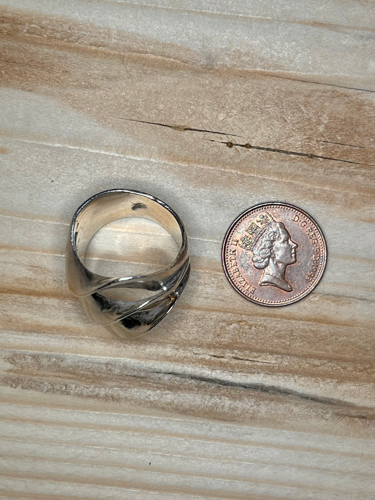 Chunky Sculpted Modernist 925 Sterling Silver Size Q Ring