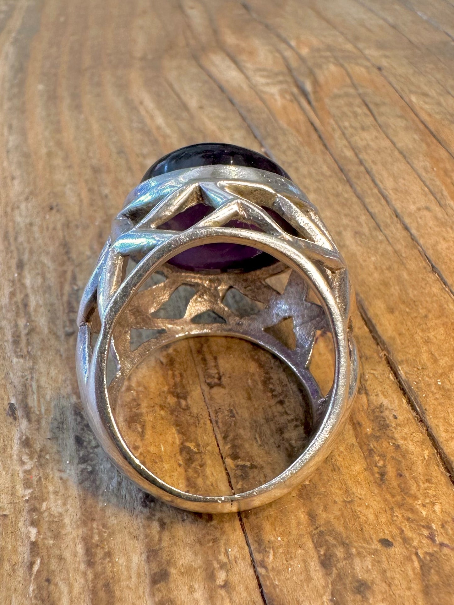 Amethyst-Kuppel, geometrisch, 925er Sterlingsilber, Ring Größe S
