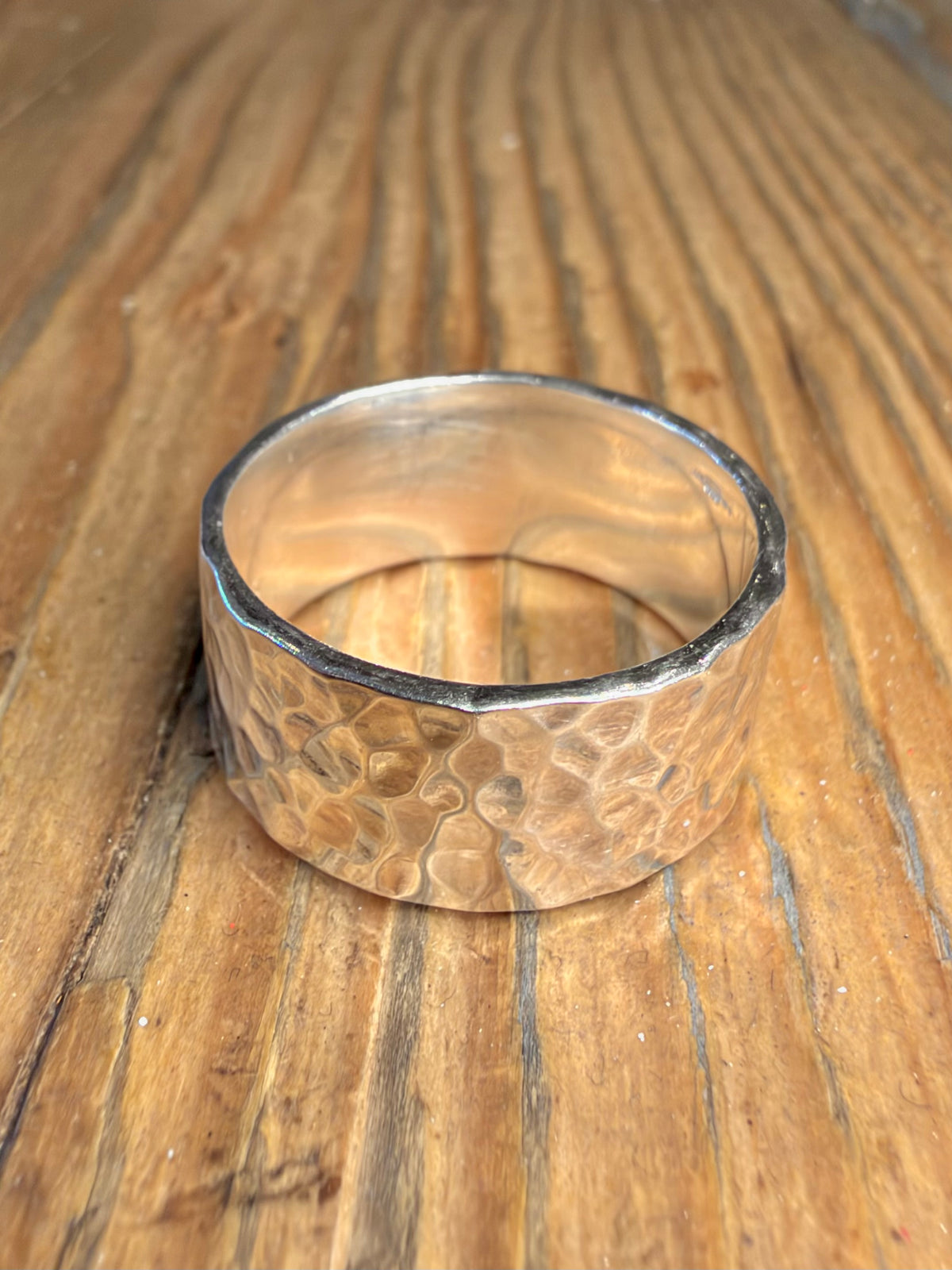Chunky Hammered Band 925 Sterling Silver X1/2 Ring