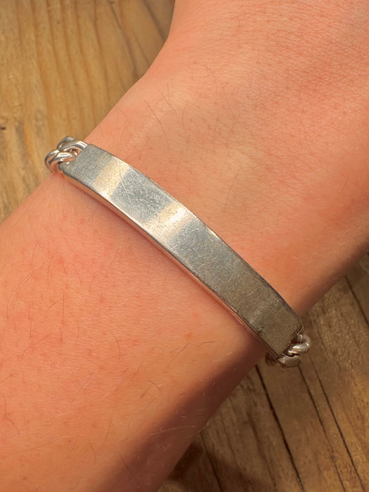 Vintage Identity Curb Chain 925 Sterling Silver 8 inch Bracelet