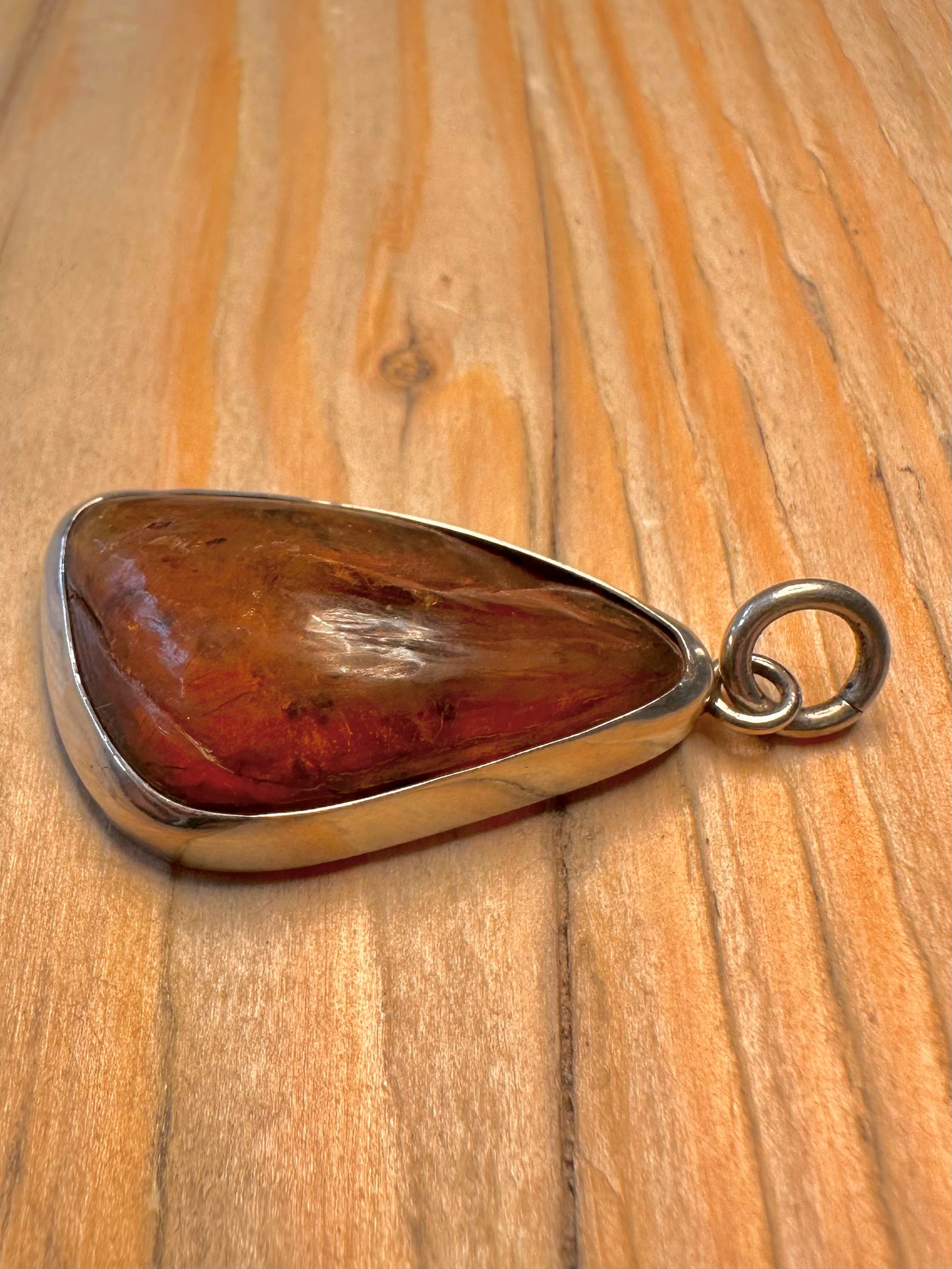 Vintage Abstract Amber 925 Silver Pendant