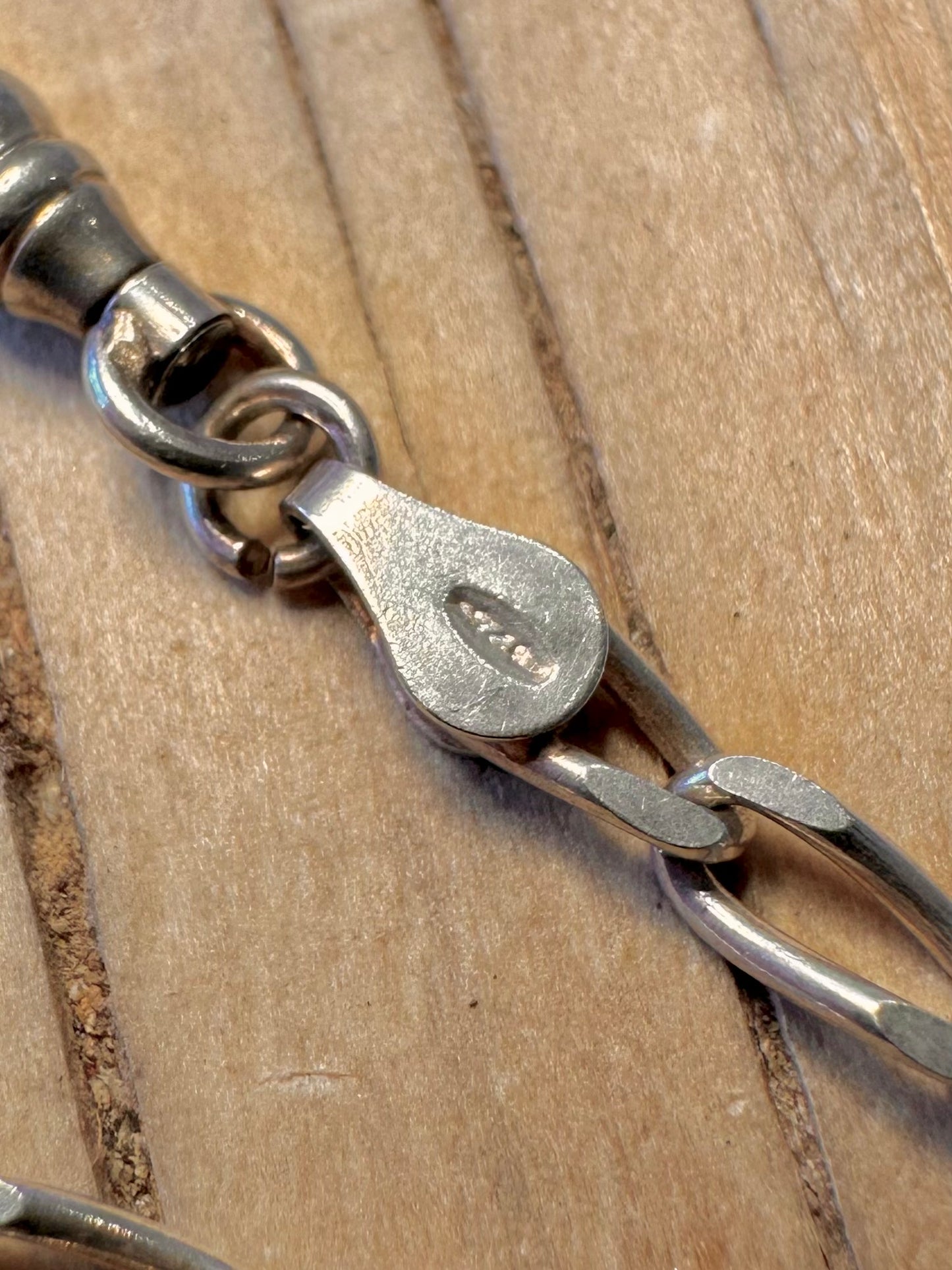 Vintage Long Curb Link T Bar Albert Clasp 925 Silver Italian 16.5 inch Necklace