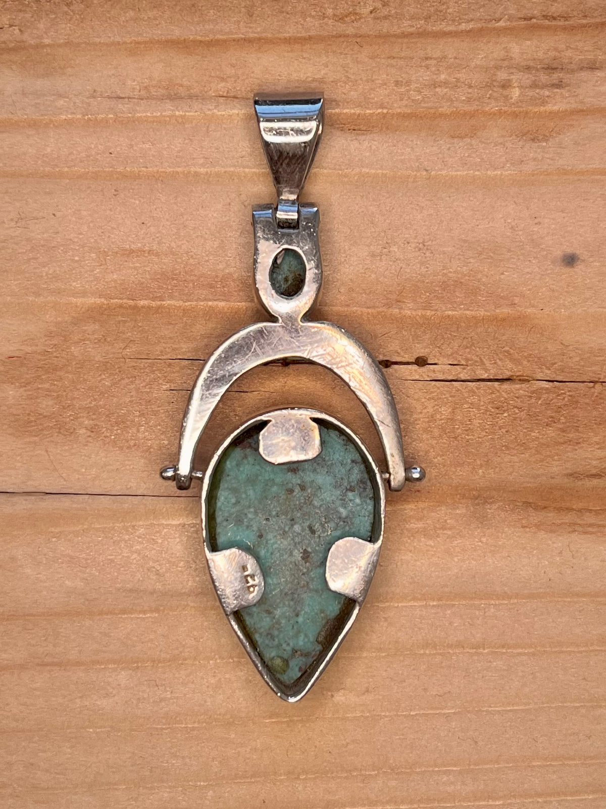 Large Tear Drop Turquoise 925 Sterling Silver Pendant