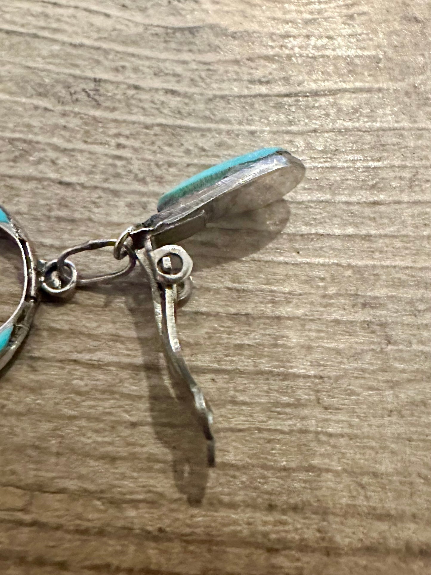 Vintage Zuni Navajo Turquoise Dangle Clip On 925 Silver Earrings