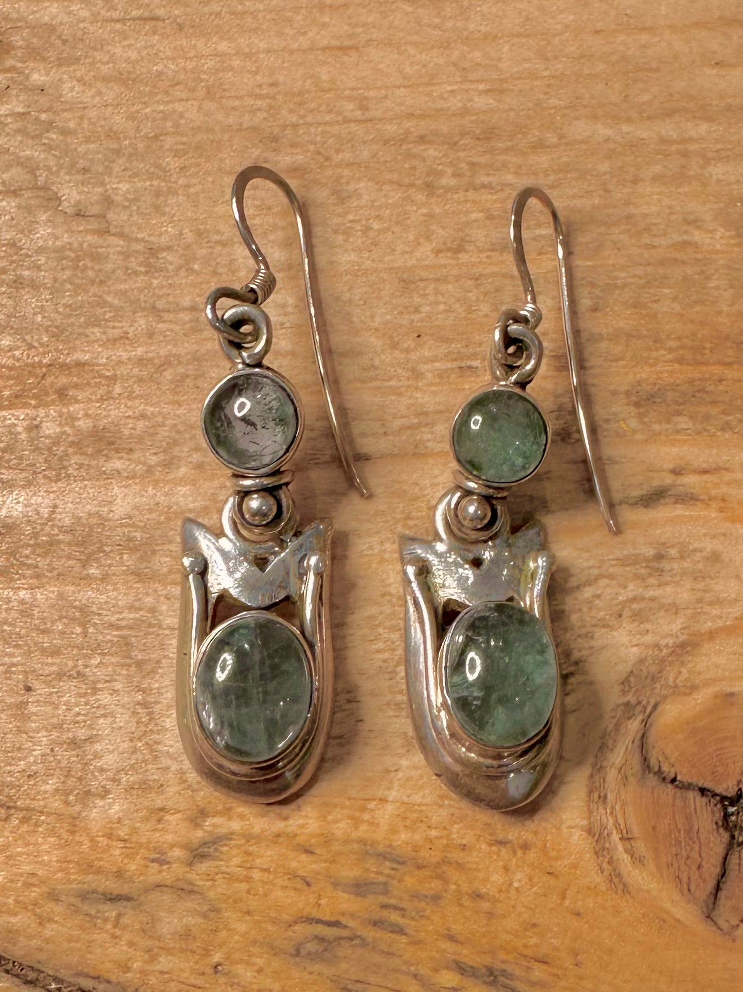 Abstract Blue Quarts Dangle 925 Silver Earrings