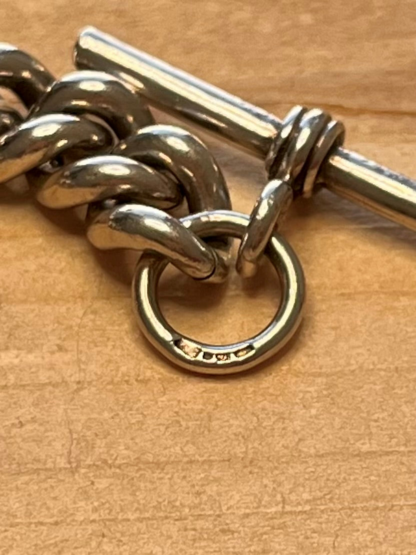 Chunky T-Bar Chain Albert Clasp 925 Sterling Silver 8.3 Inch Bracelet