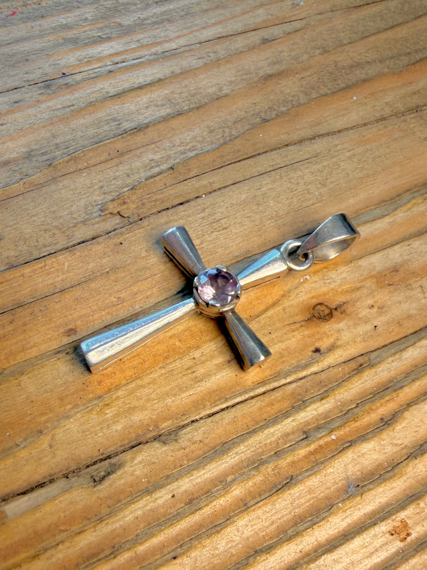 Amethyst Cross 925 Sterling Silver Pendant