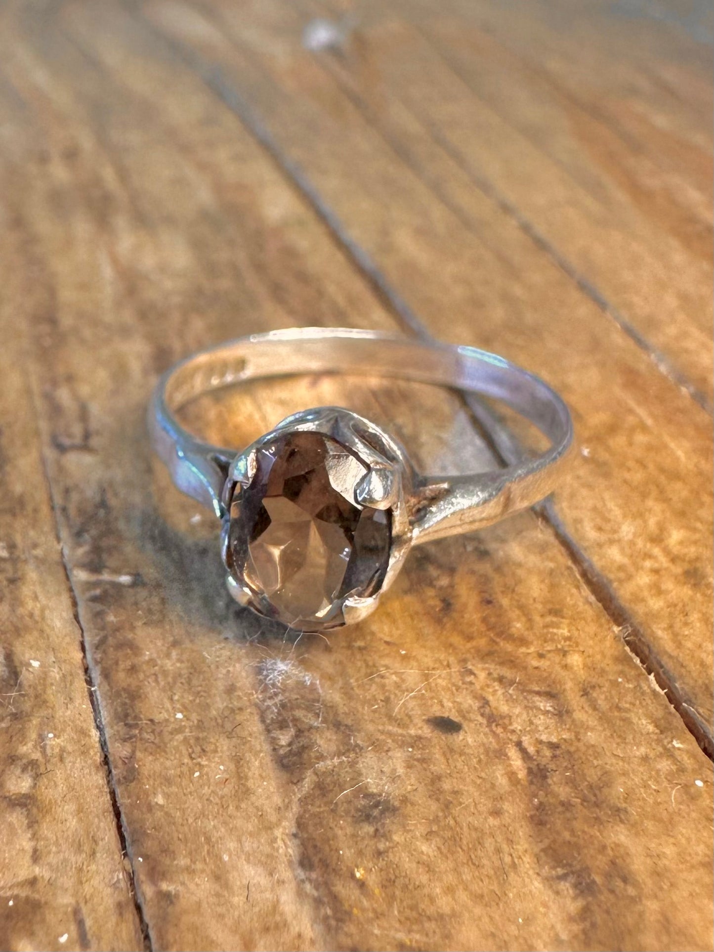 Smokey Quarts 1976 Edinburgh 925 Sterling Silber Ring Größe O1/2