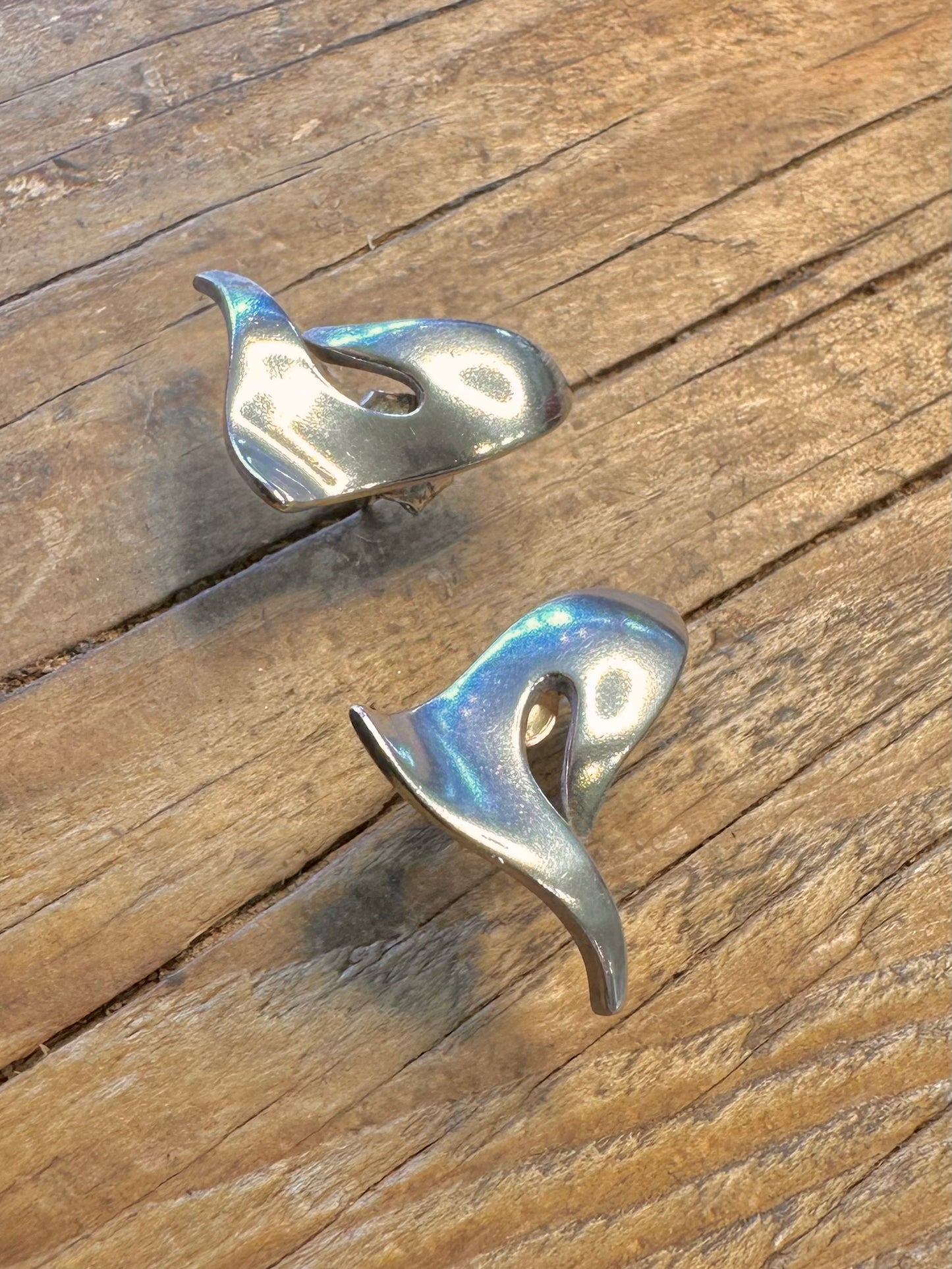 Abstract 1990 Shaped Stud Dublin 925 Sterling Silver Earrings