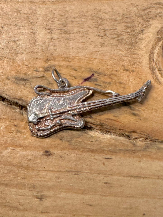 Vintage Guitar Charm 925 Silver Pendant