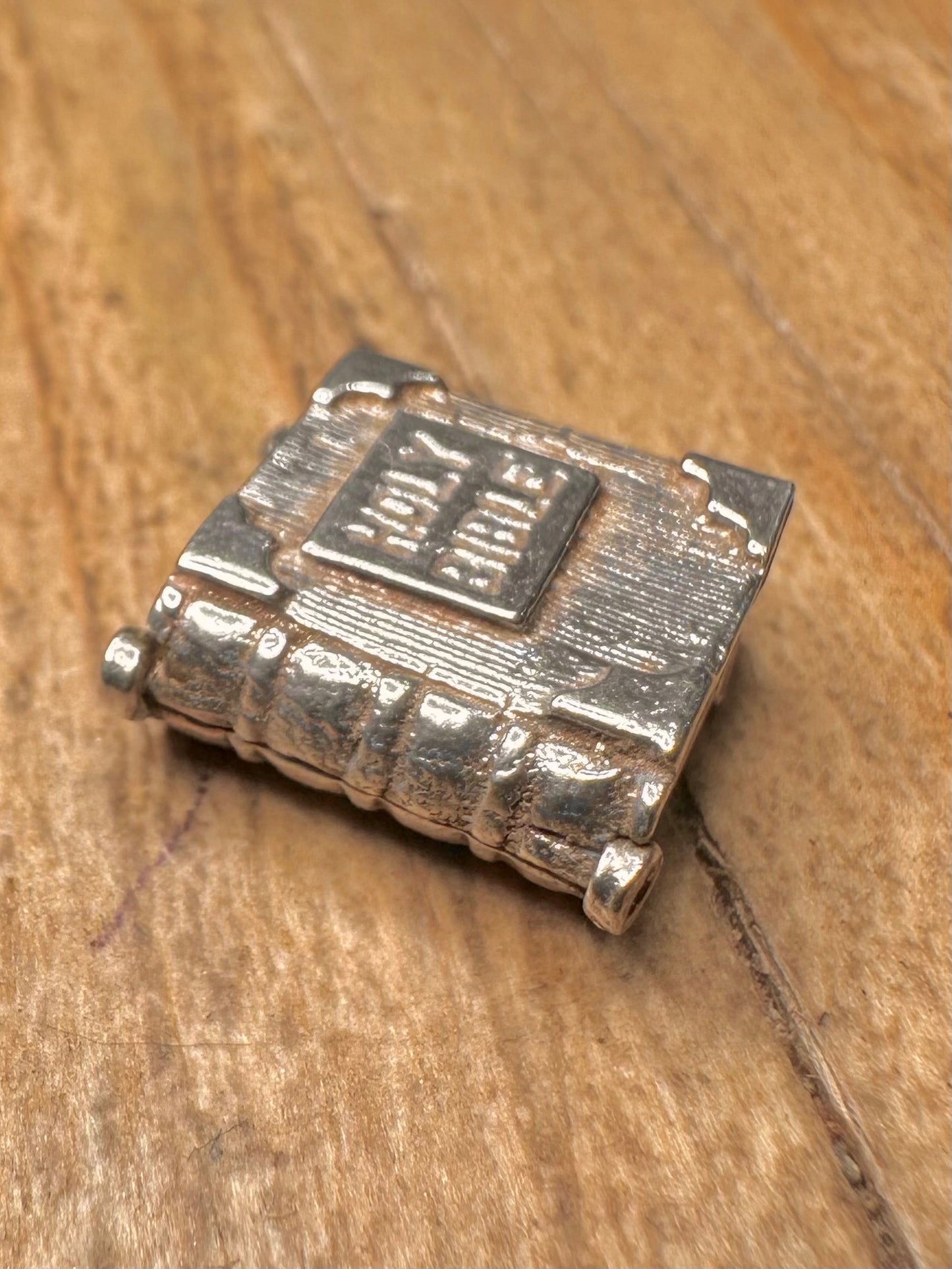 Vintage Holy Bible Book 925 Sterling Silver Charm Pendant