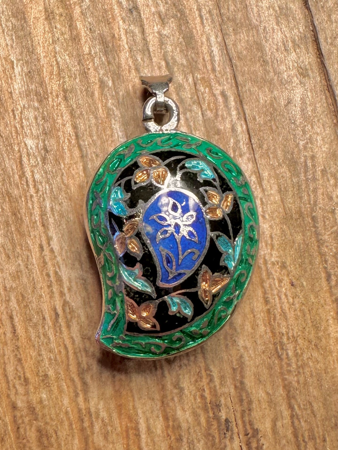 Vintage Emaille Cloisonné 925 Sterling Silber Anhänger