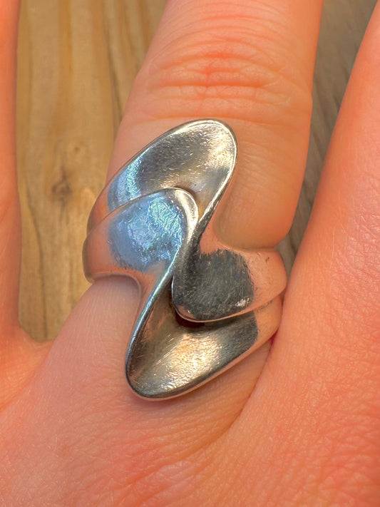 Abstract Wavy 925 Sterling Silver Size O Ring