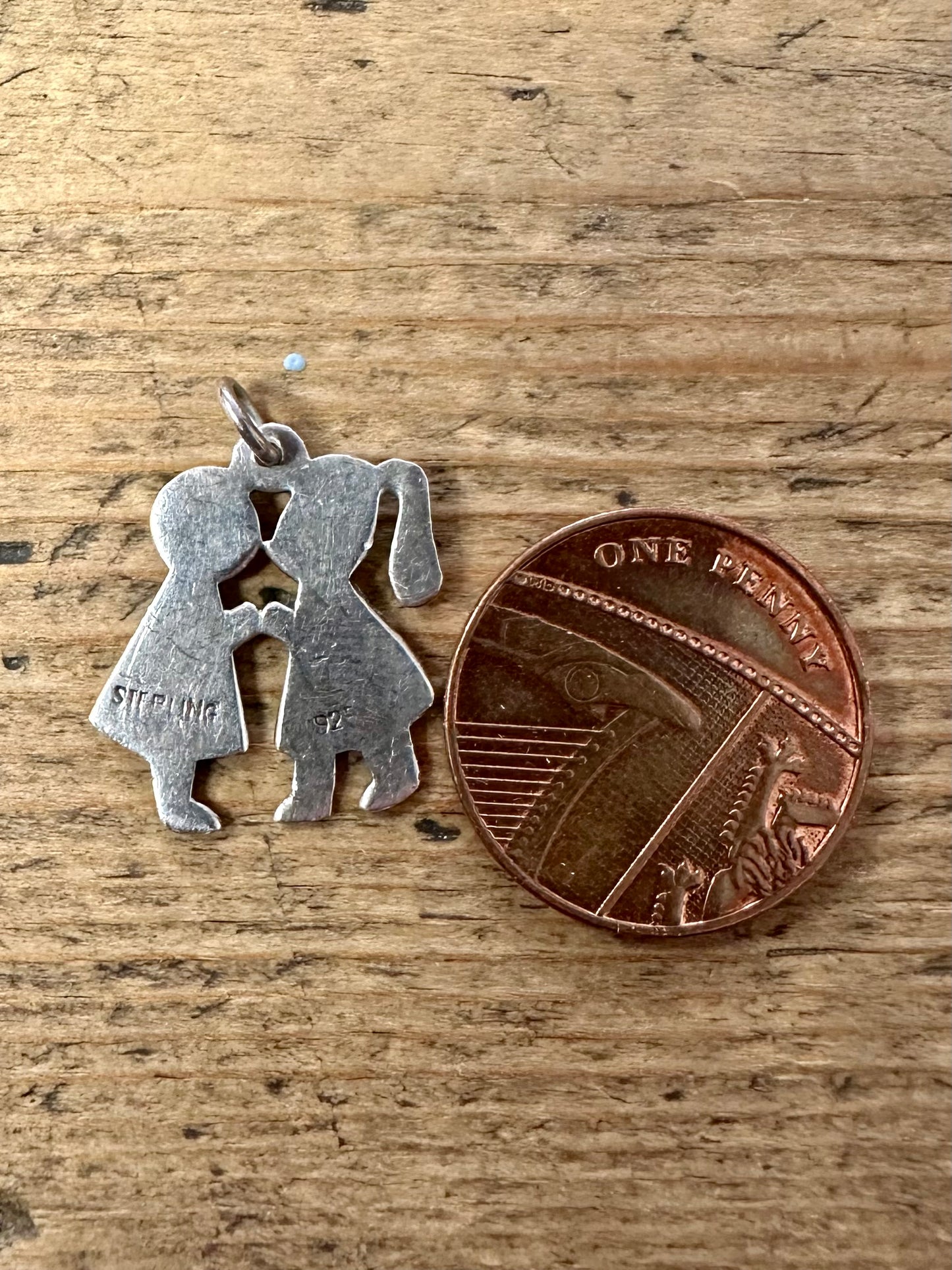 Vintage Girl and Boy Kissing 925 Sterling Silver Pendant