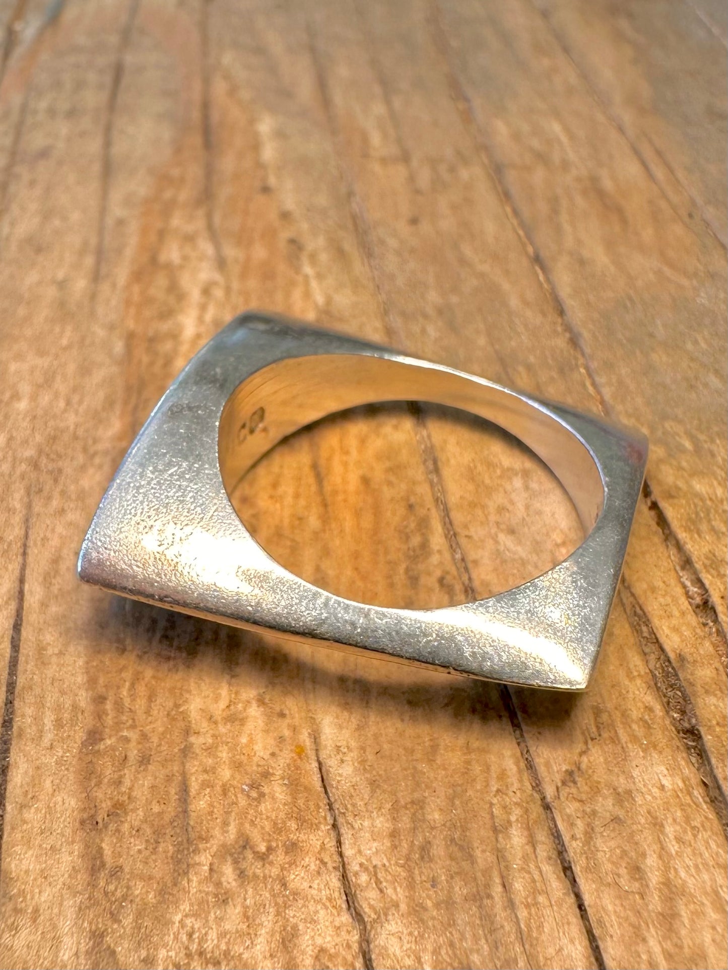 Abstract Square Shaped Mexico 925 Sterling Silver Size N1/2 Ring