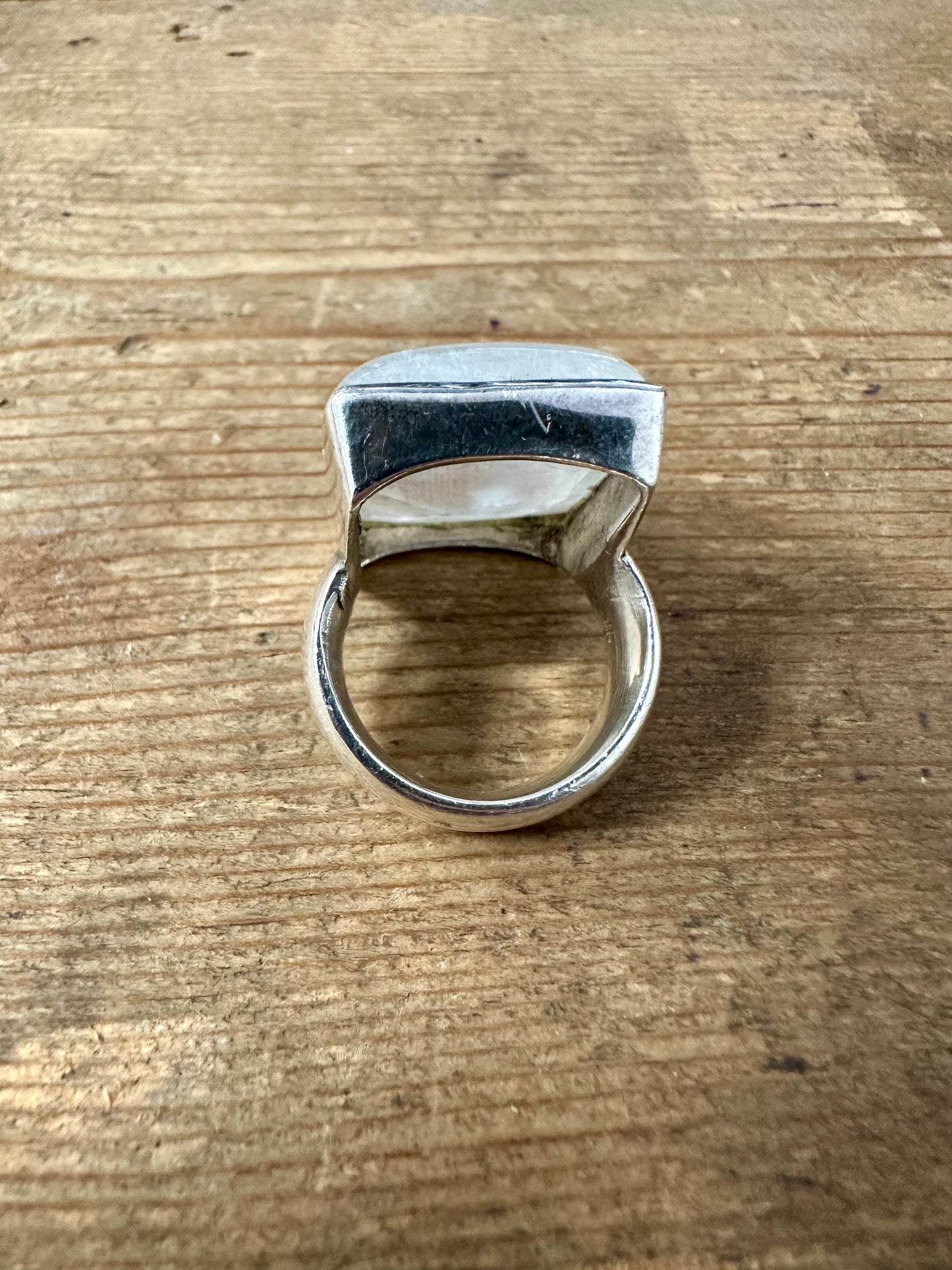 Large Moonstone Rectangle 925 Silver Size O Ring