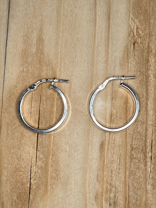 Simple Chunky 925 Italy CHALK Sterling Silver Hoop Earrings