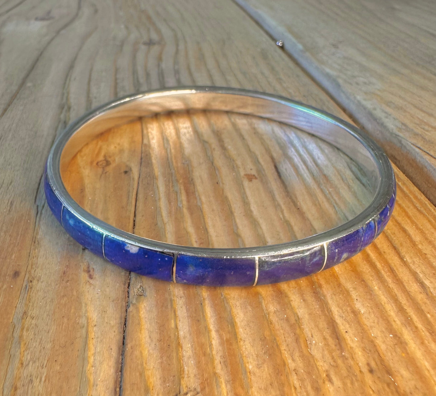 Lapis Inlay 950 Silver Bangle