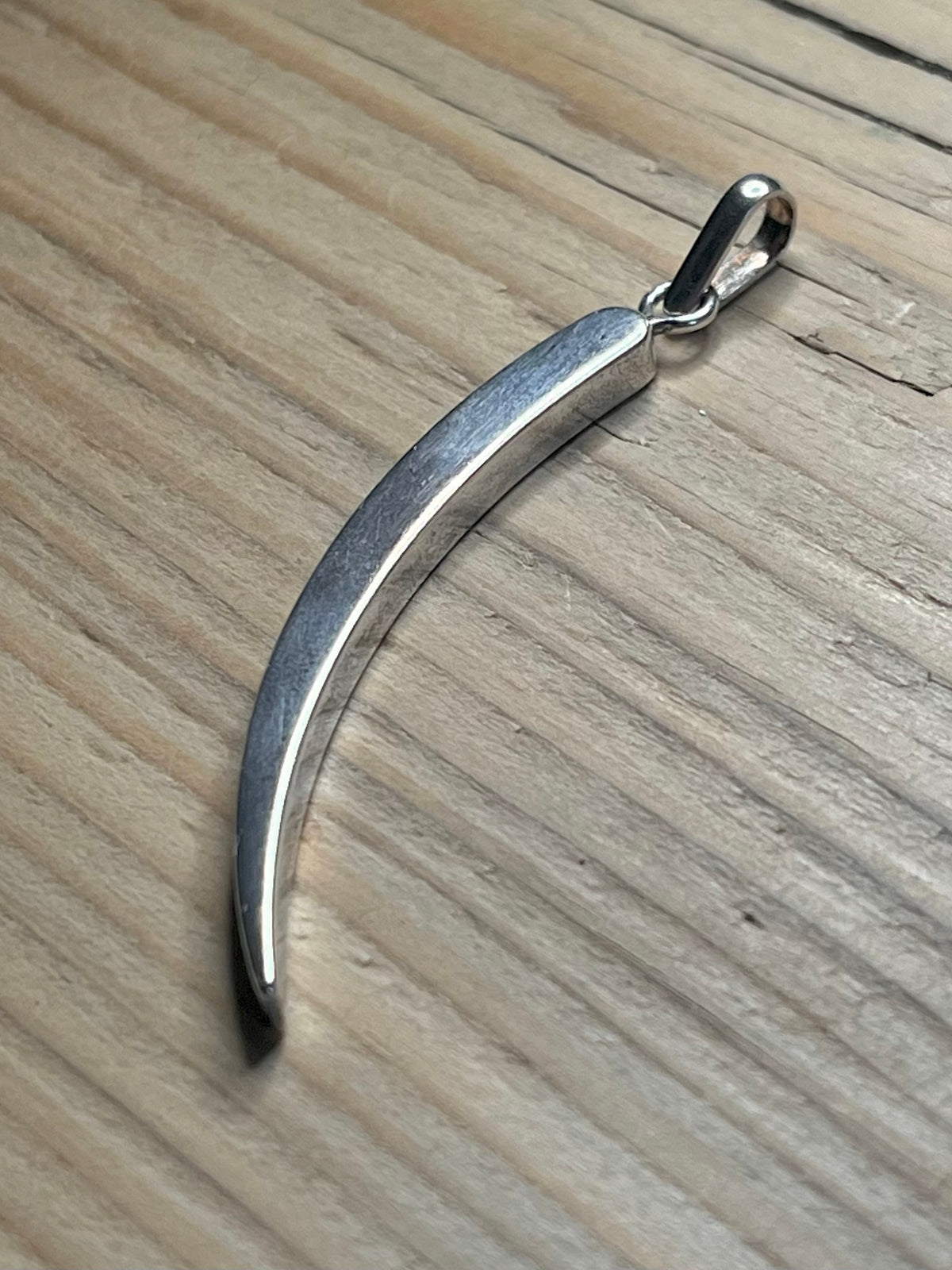 Long Curved 925 Sterling Silver Pendant