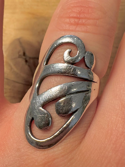 Abstract Swirl 925 Silver Size O Ring