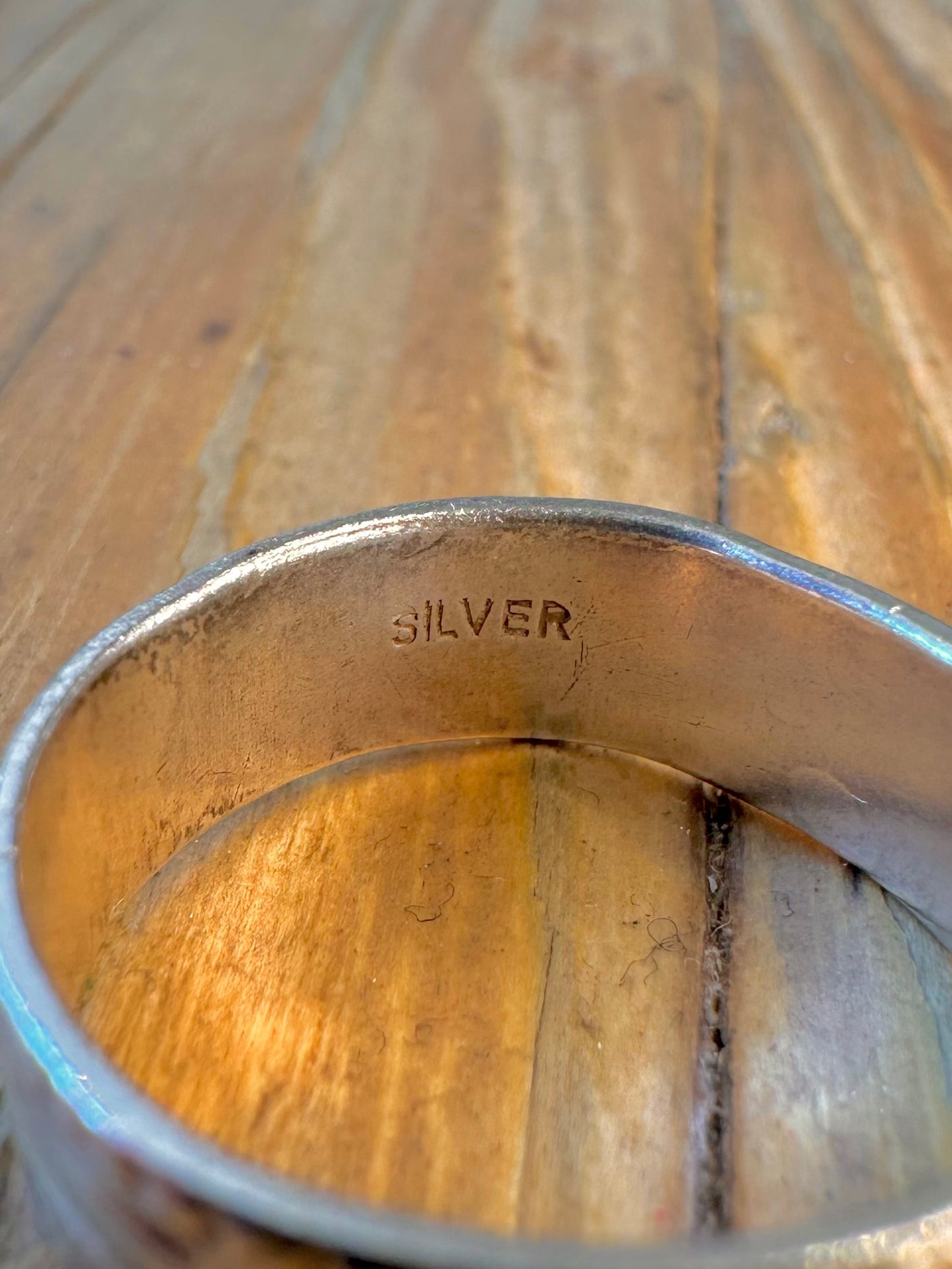 Textured Band 925 Sterling Silver Size R Ring