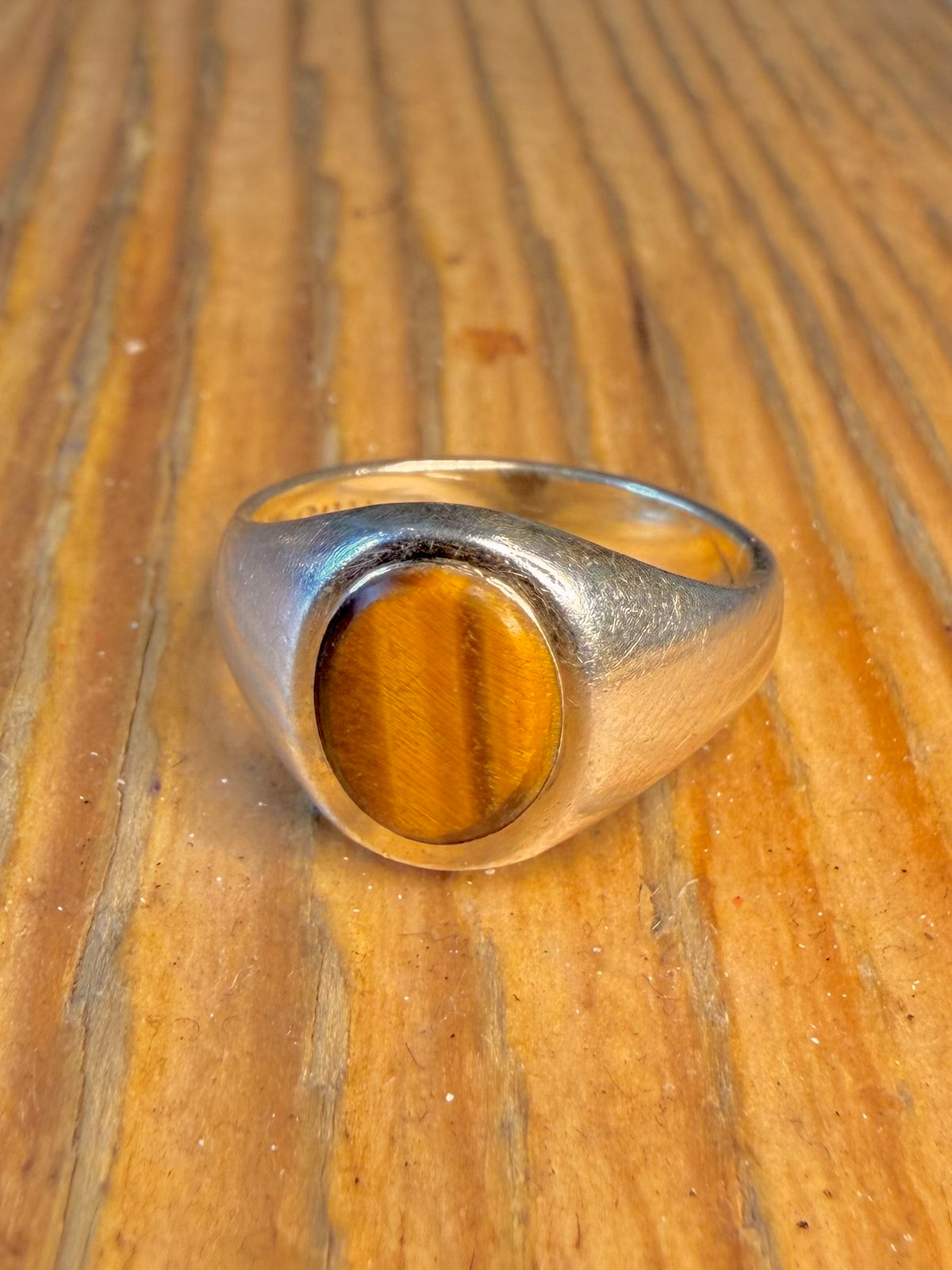 Tigers Eye Signet 925 Sterling Silver Size J1/2 Ring