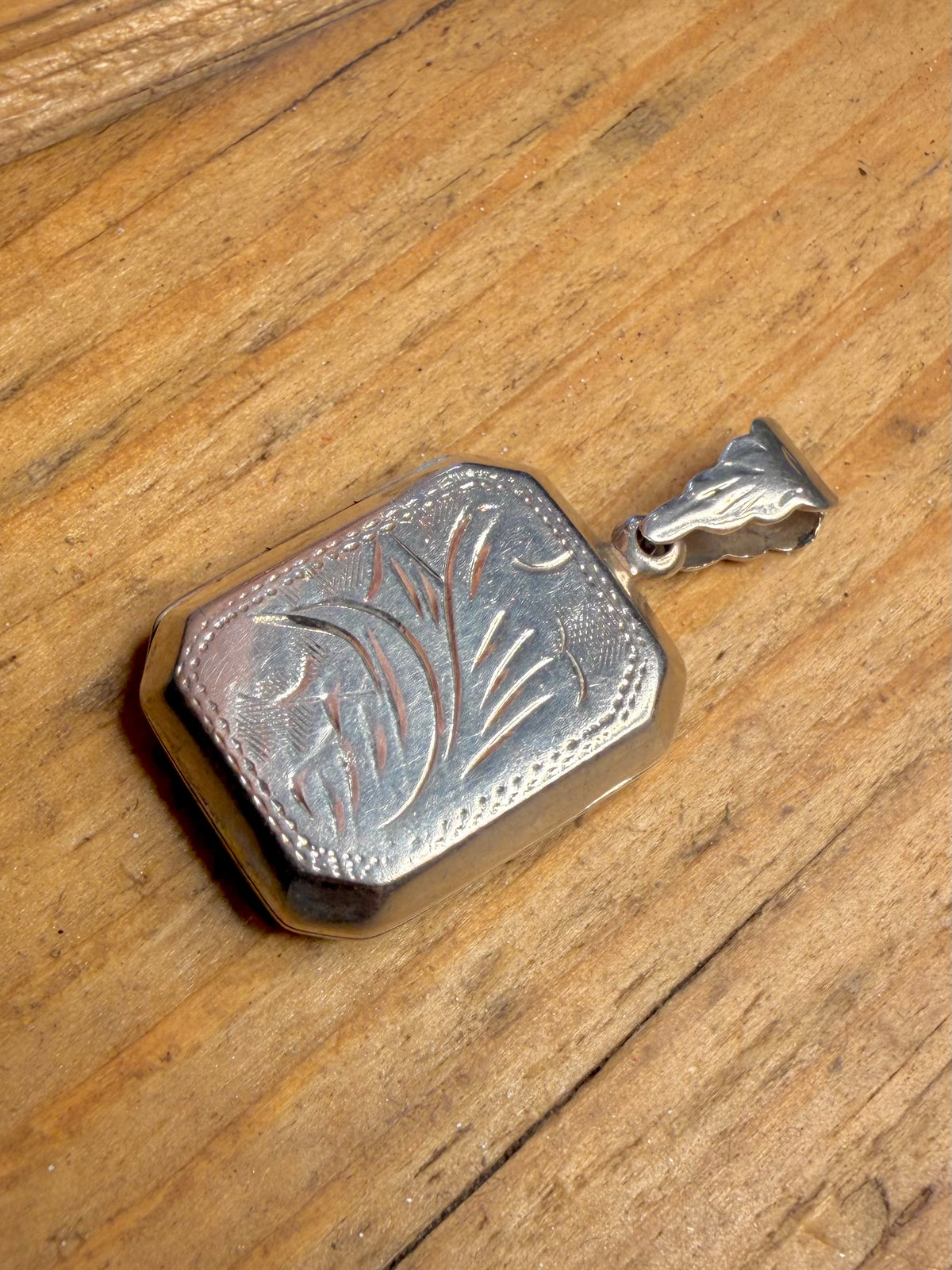 Rectangle Engraved Locket 925 Sterling Silver Pendant