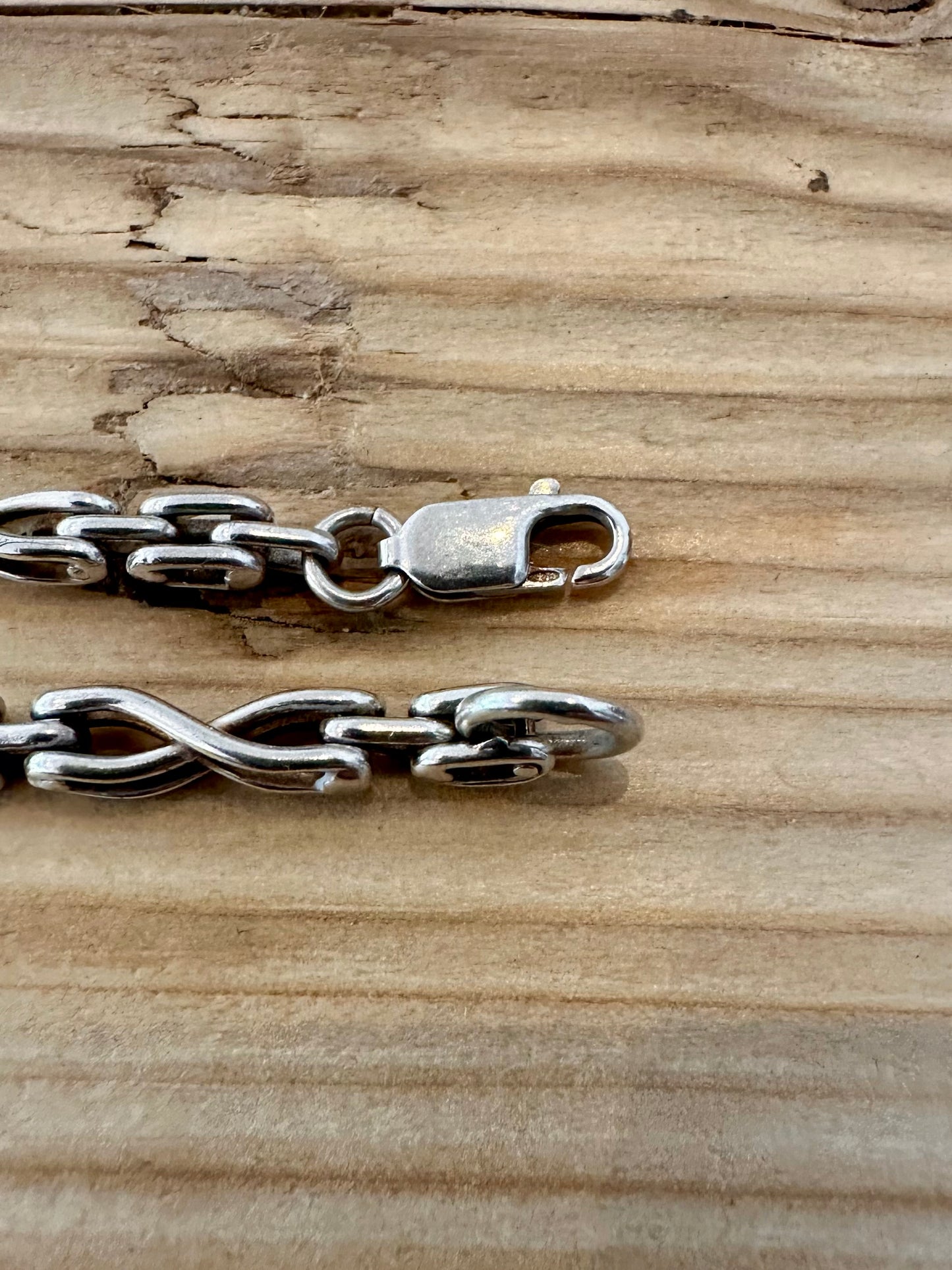 Vintage Unique Chain 925 Silver 7.6 inch Bracelet