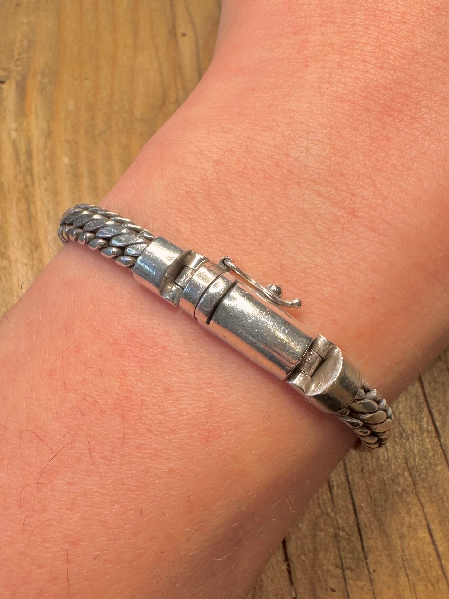 Vintage Woven Chain 925 Sterling Silver 7.2 inch Bracelet