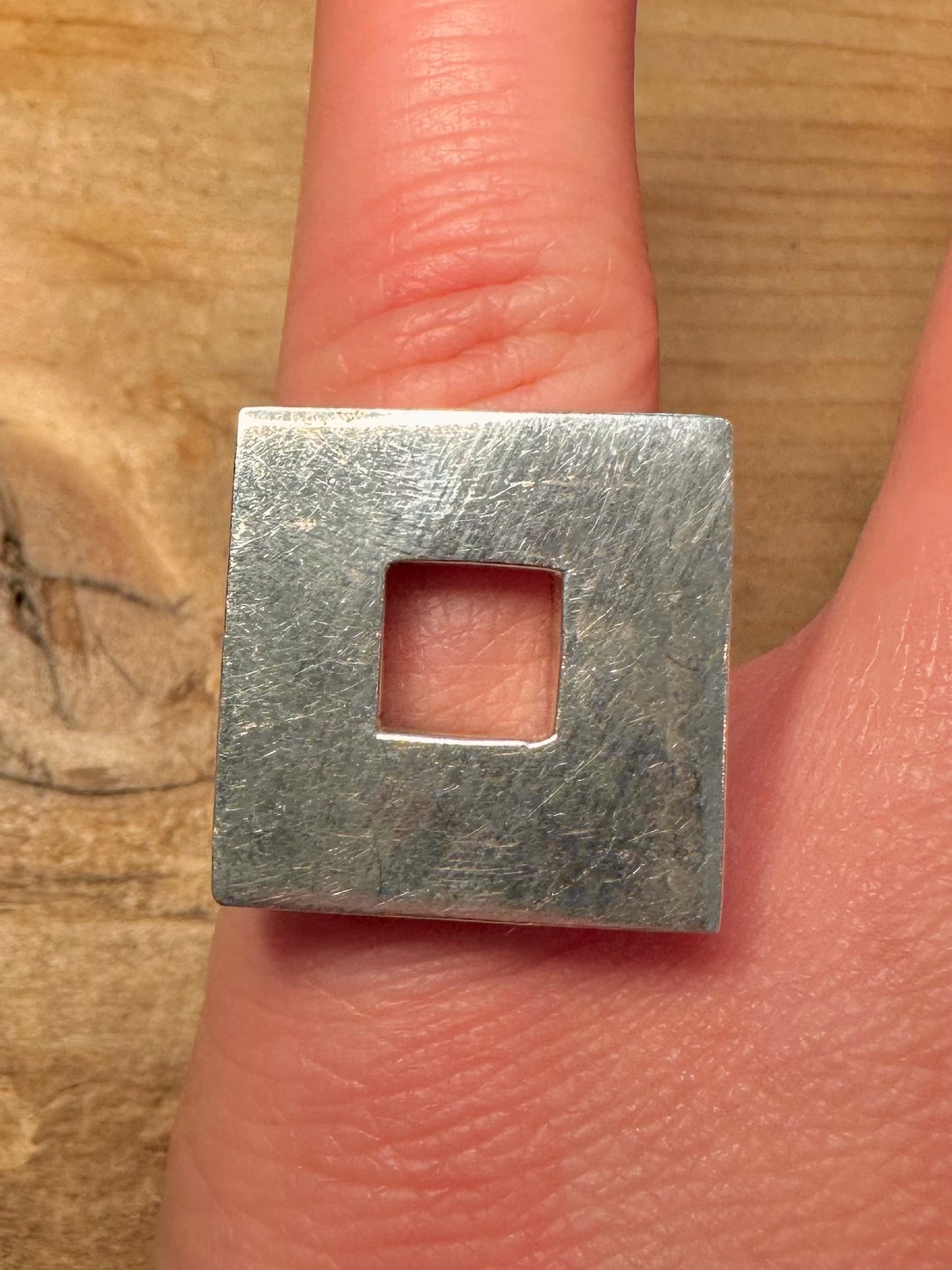 Abstract Square 925 Silver Size O Ring
