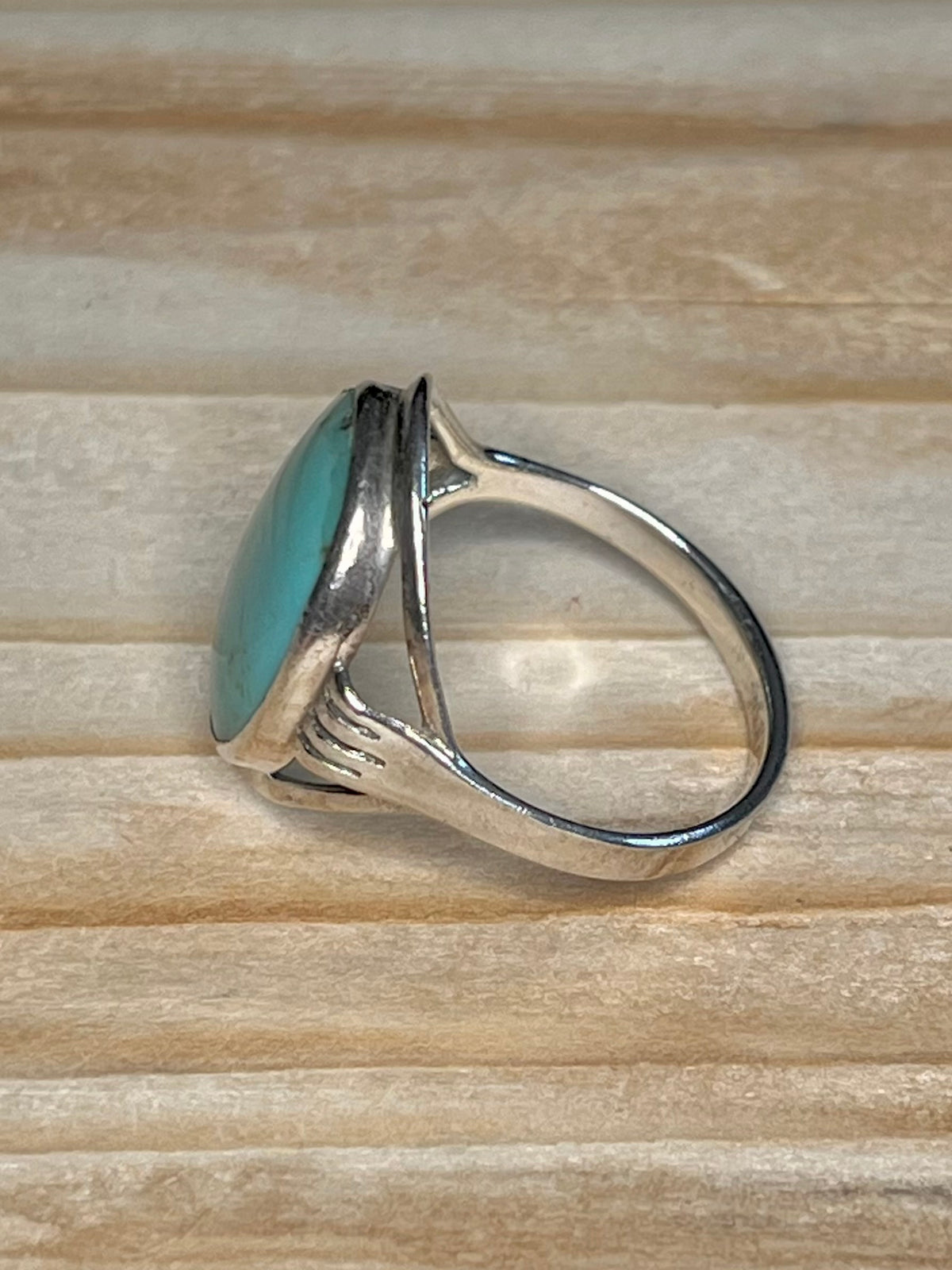 Oval Turquoise 925 Sterling Silver Size O1/2 Ring