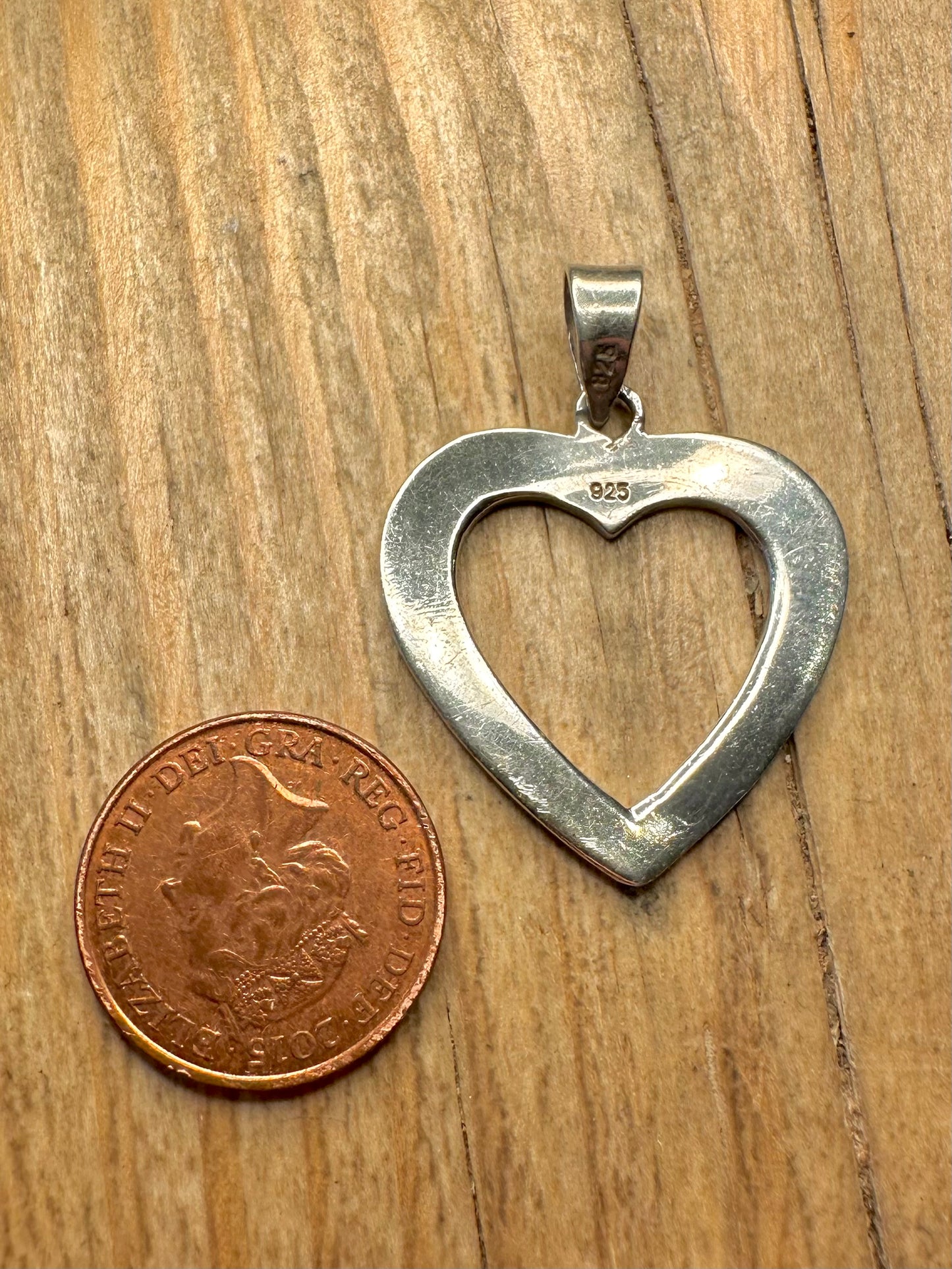 Modern Pink Mother of Pearl Heart 925 Sterling Silver Pendant