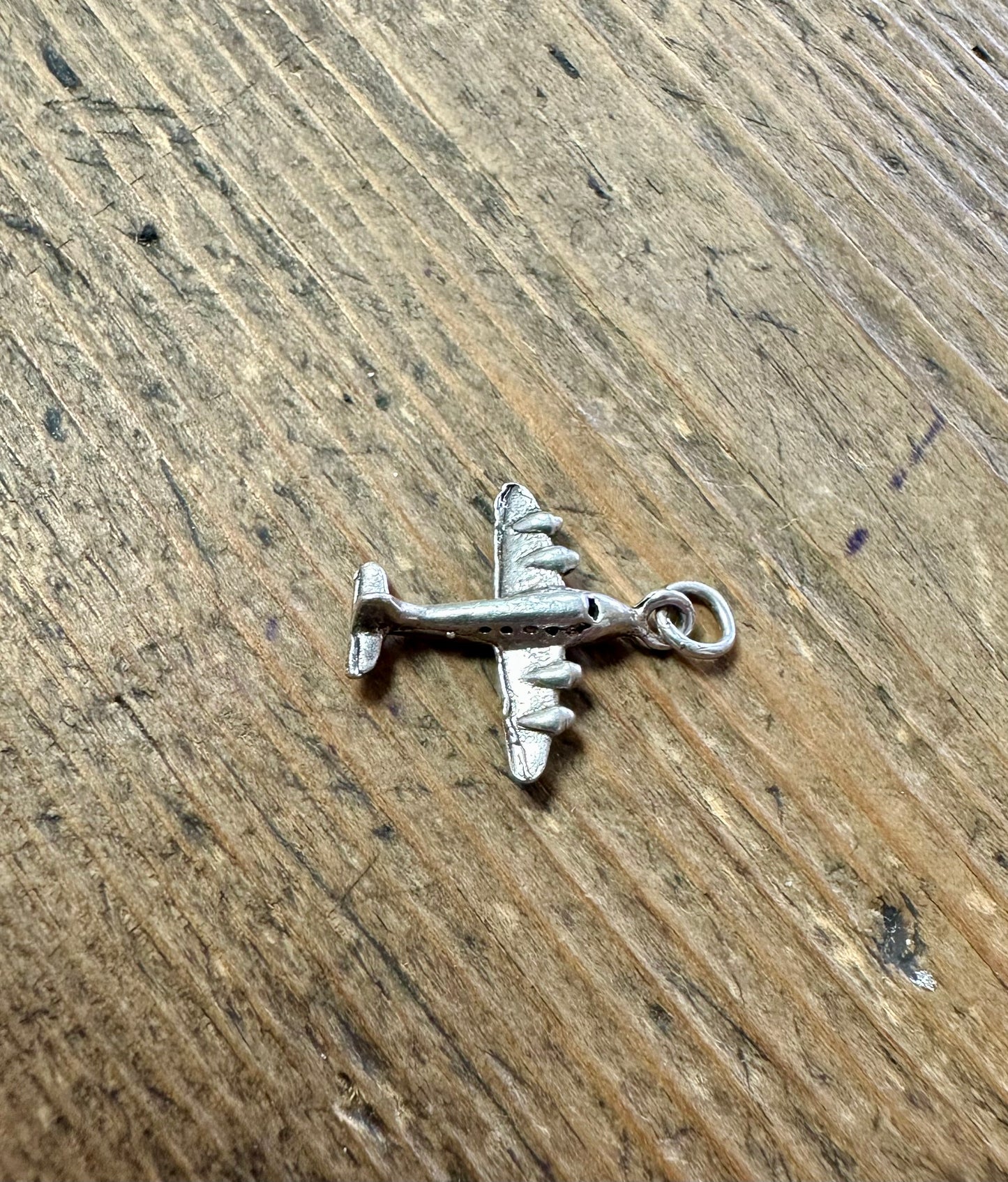 Vintage Plane 925 Silver Charm Pendant