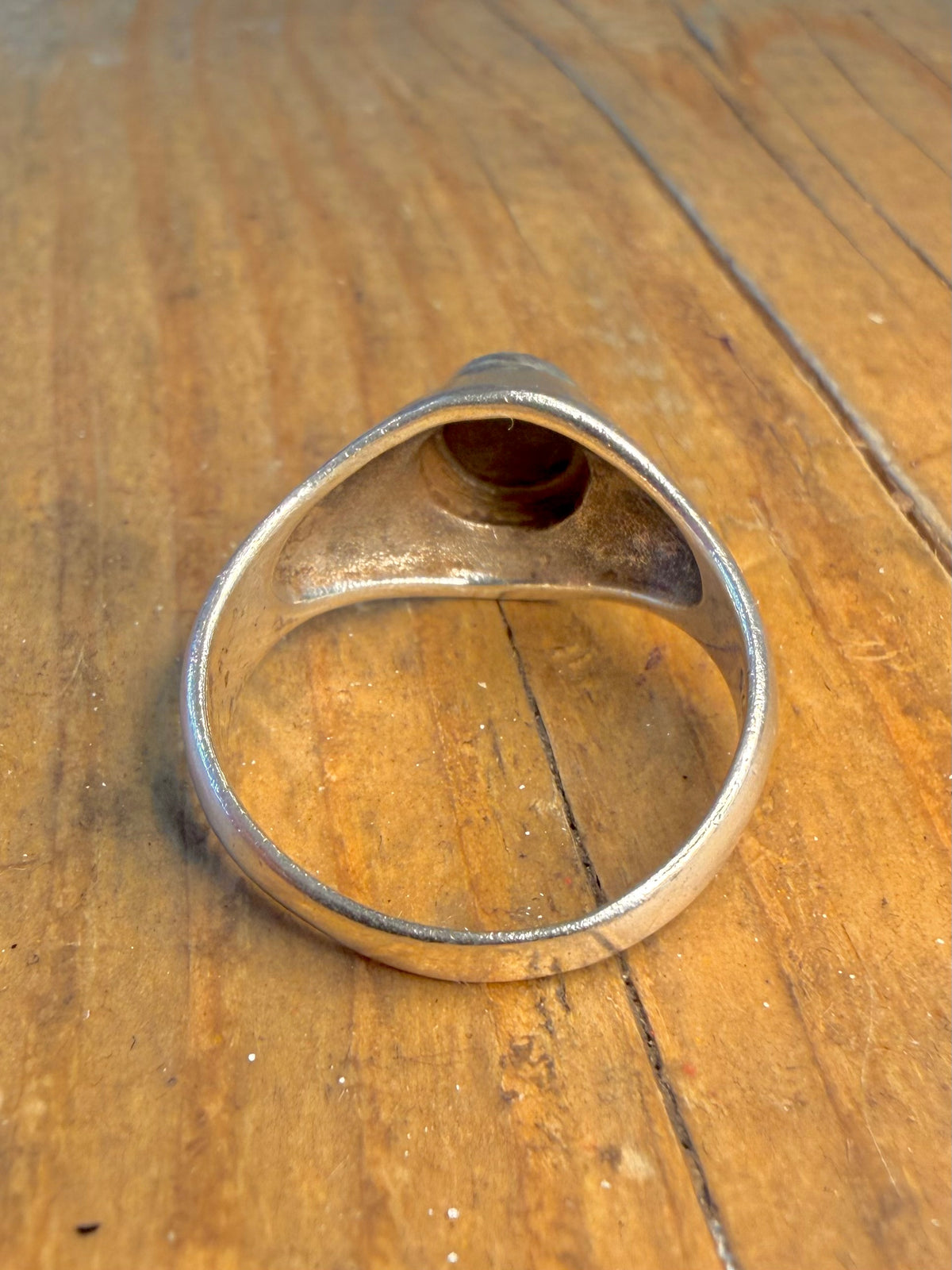 Black Circle Signet 925 Sterling Silver Size T Ring