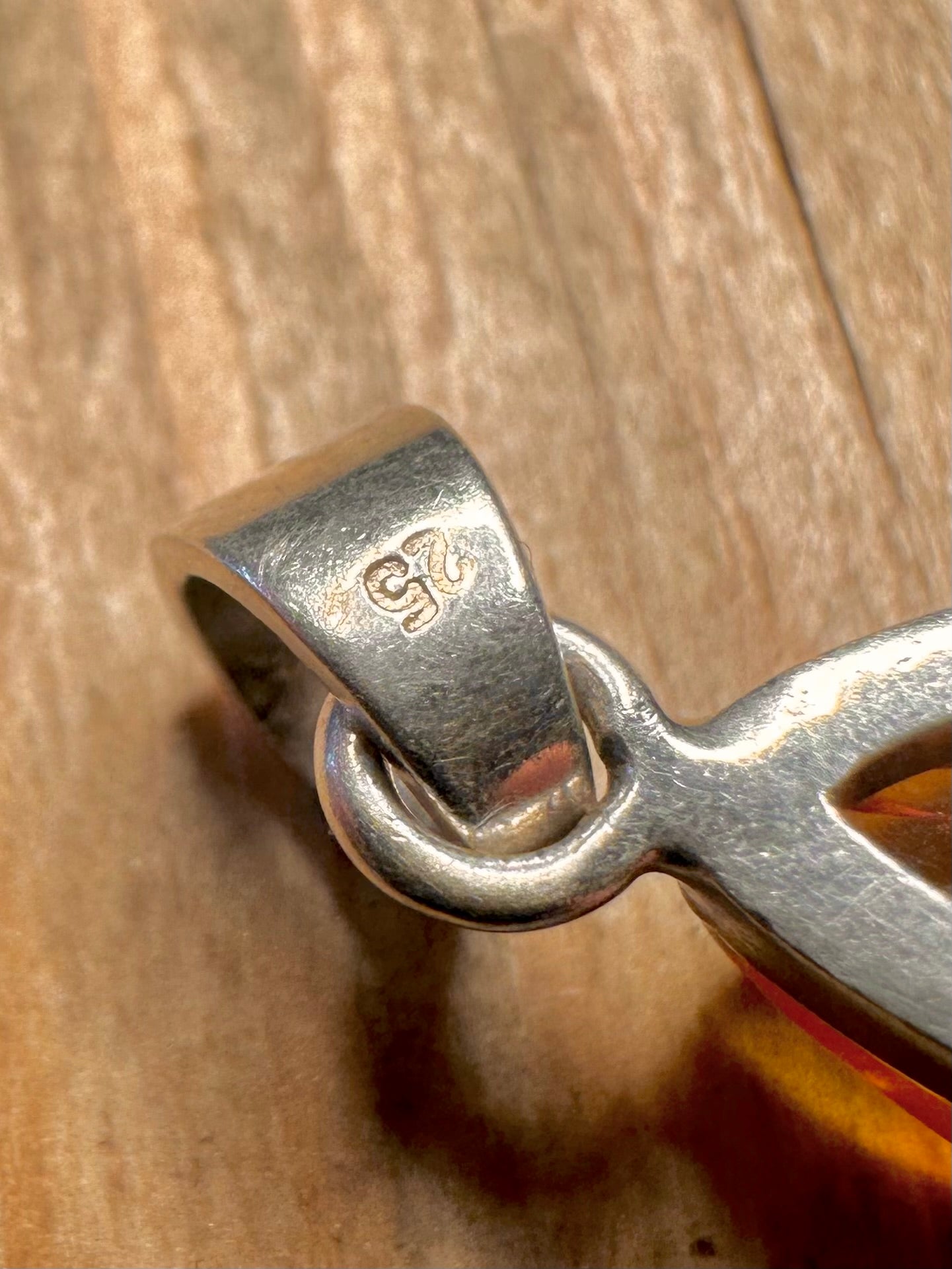 Vintage Amber 925 Sterling Silver Pendant