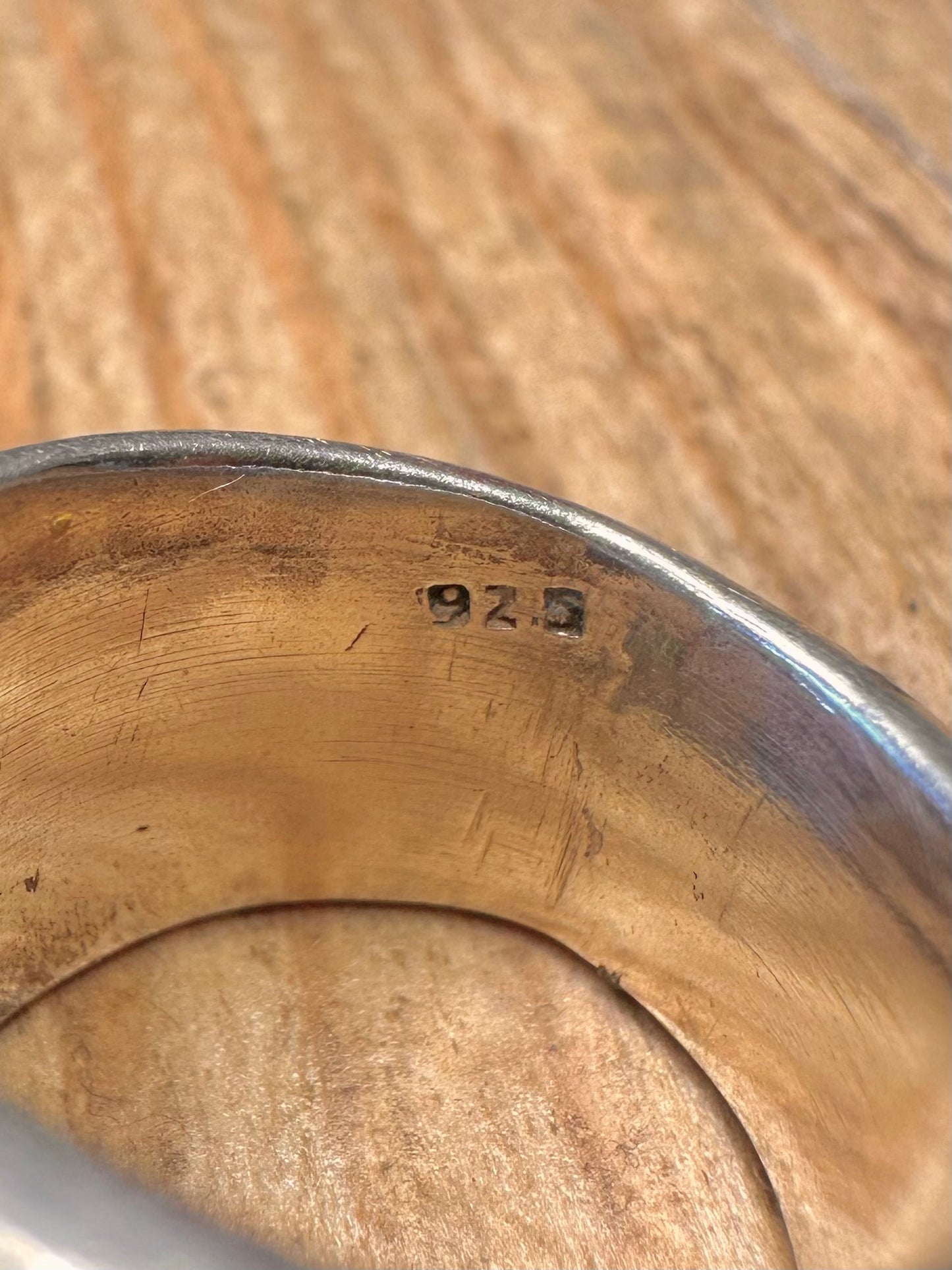 Abstract Multi Stone Chunky 925 Sterling Silver Size N Ring