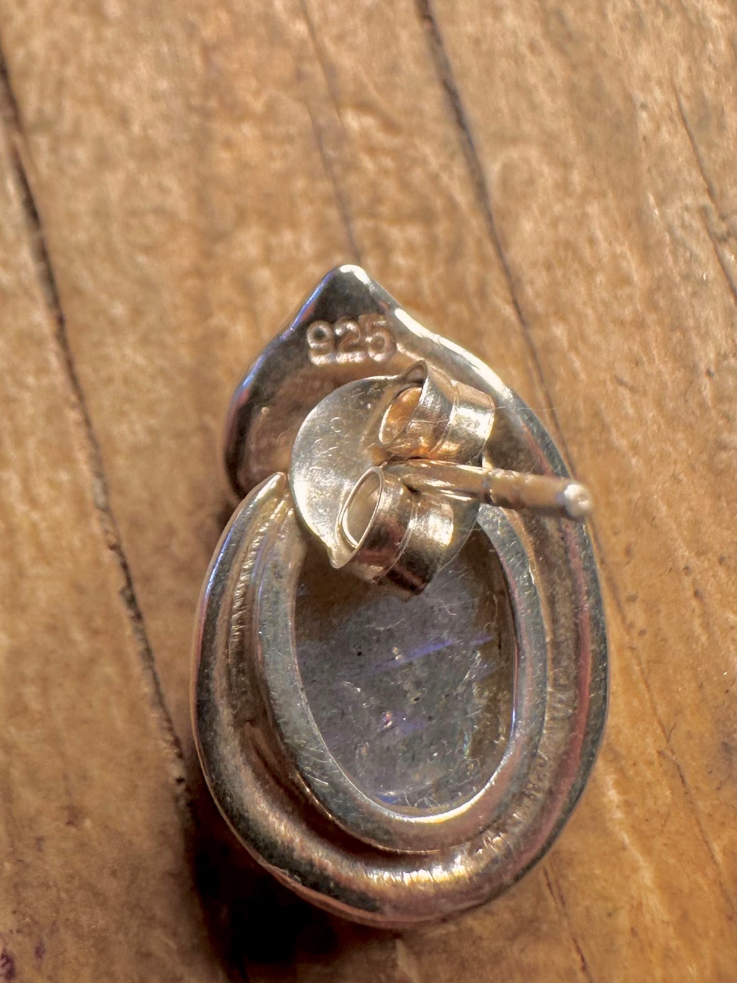 Modernist Labradorite Stud 925 Sterling Silver Earrings